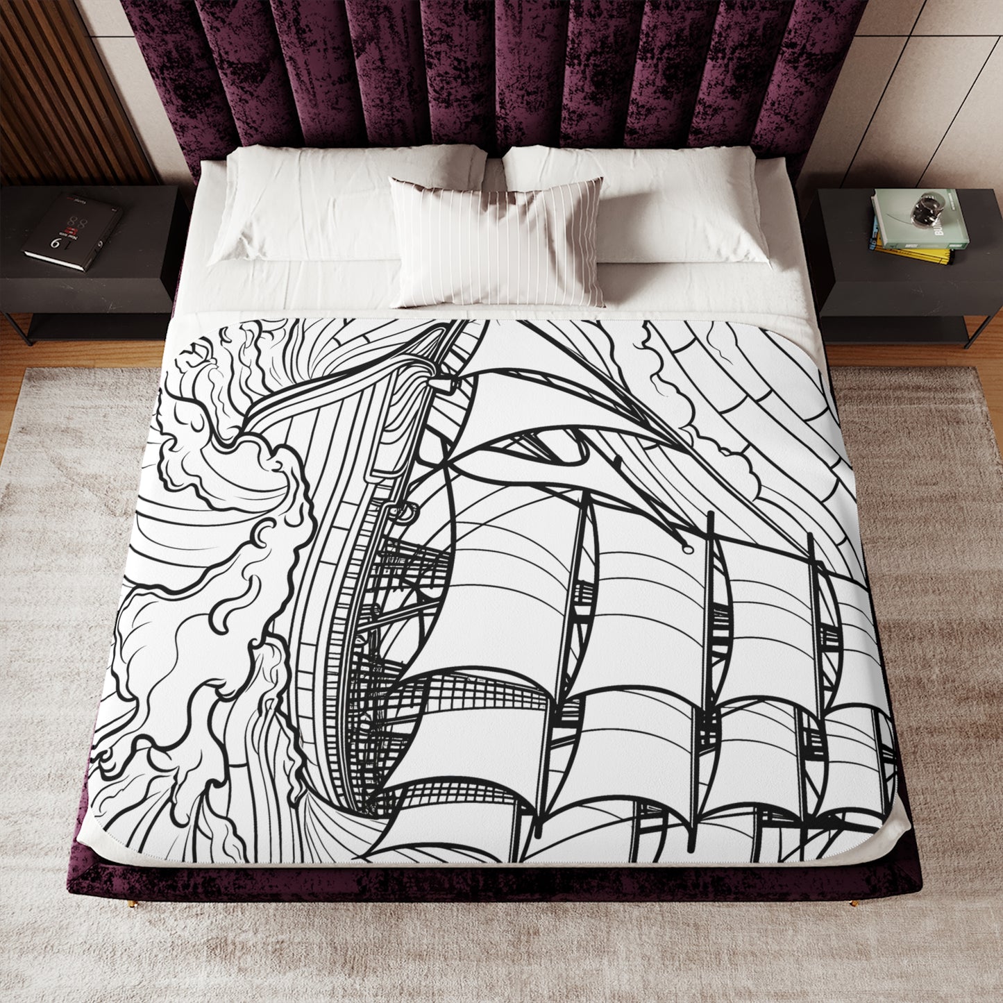 Blanket Coloring Kit with 10 Fabric Markers - Sailing Ship