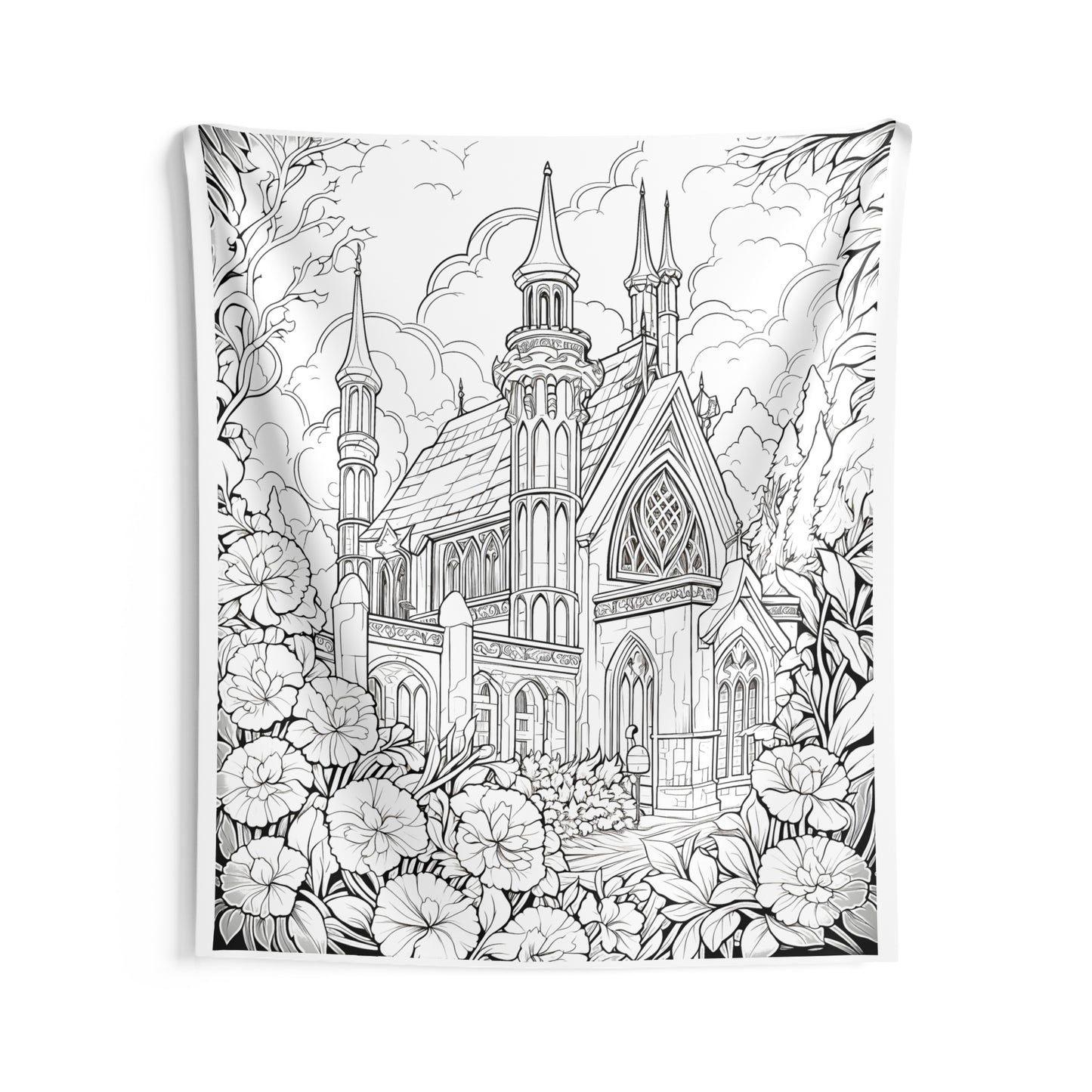 Indoor Wall Tapestries Coloring Kit with 10 Fabric Markers - Cathedral