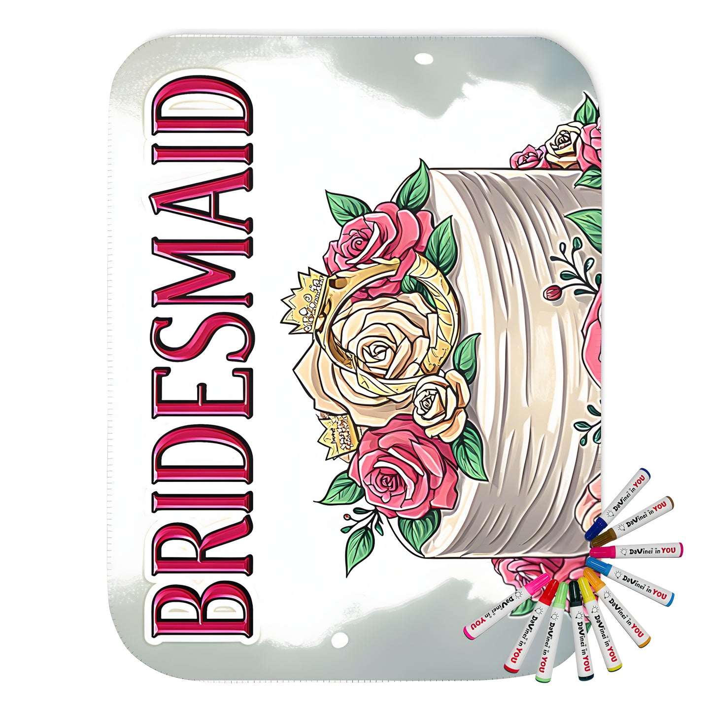 Cozy blanket featuring a beautiful wedding cake adorned with pink roses and gold crowns, perfect for bridesmaids or maid of honor gifts.