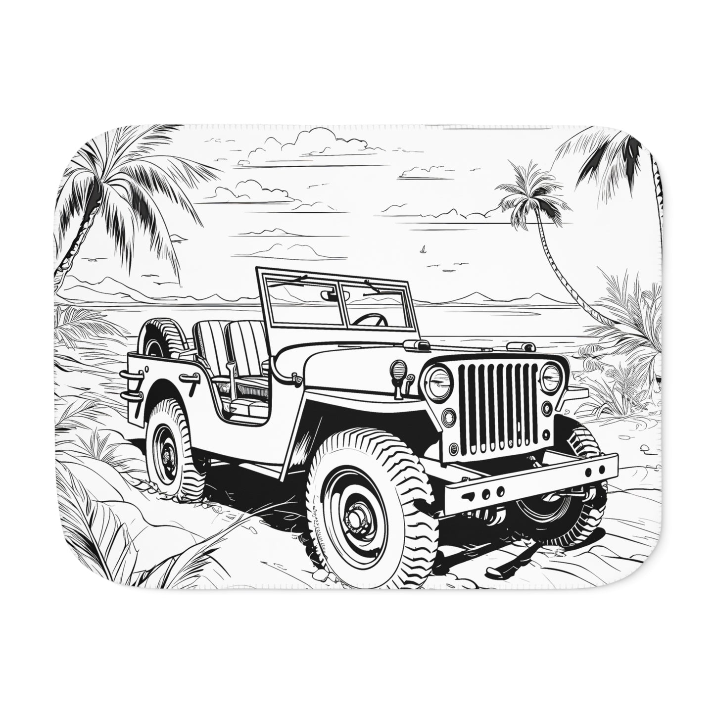 Blanket Coloring Kit with 10 Fabric Markers - Jeep on Beach