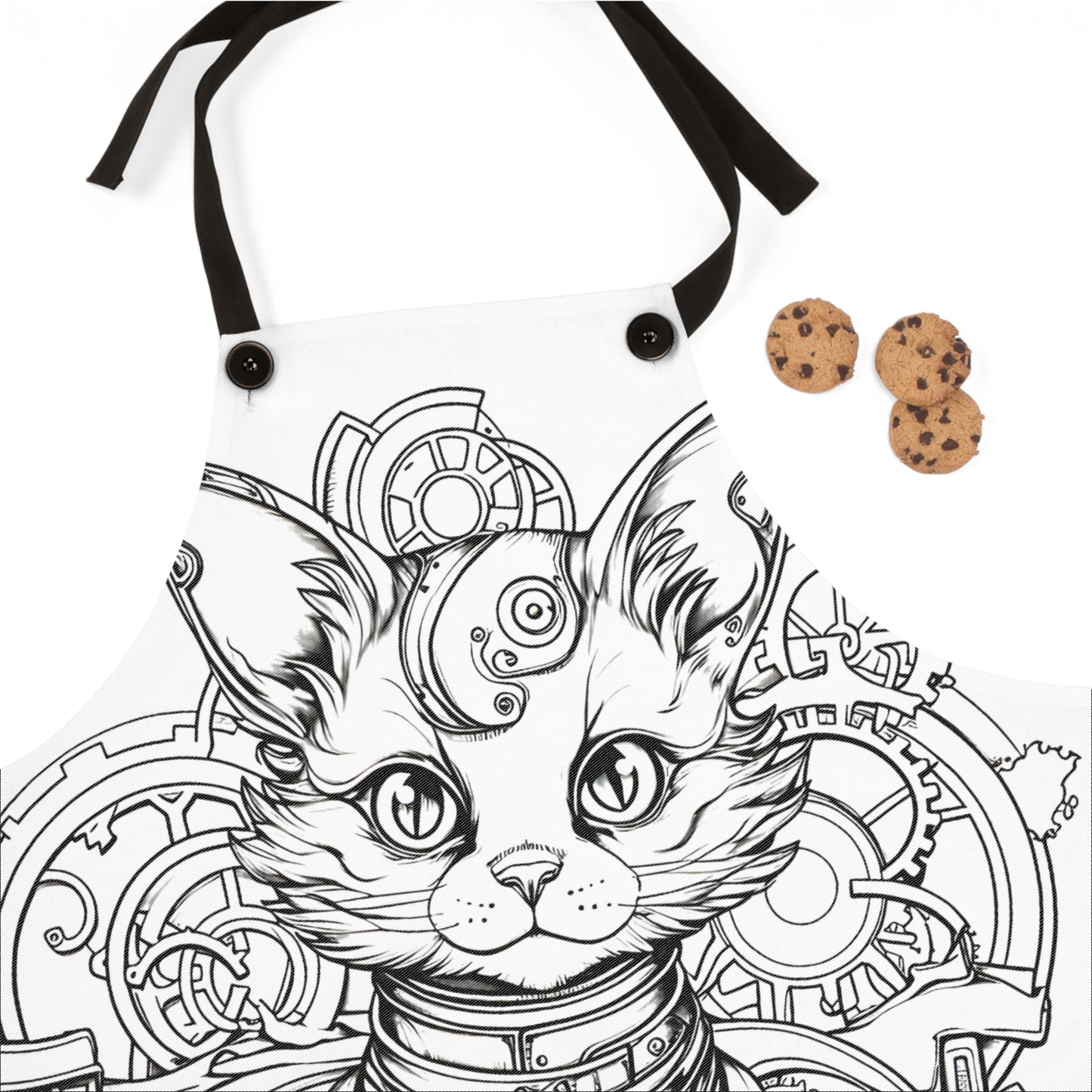 Apron Coloring Kit with 10 Fabric Markers - Steampunk Cat