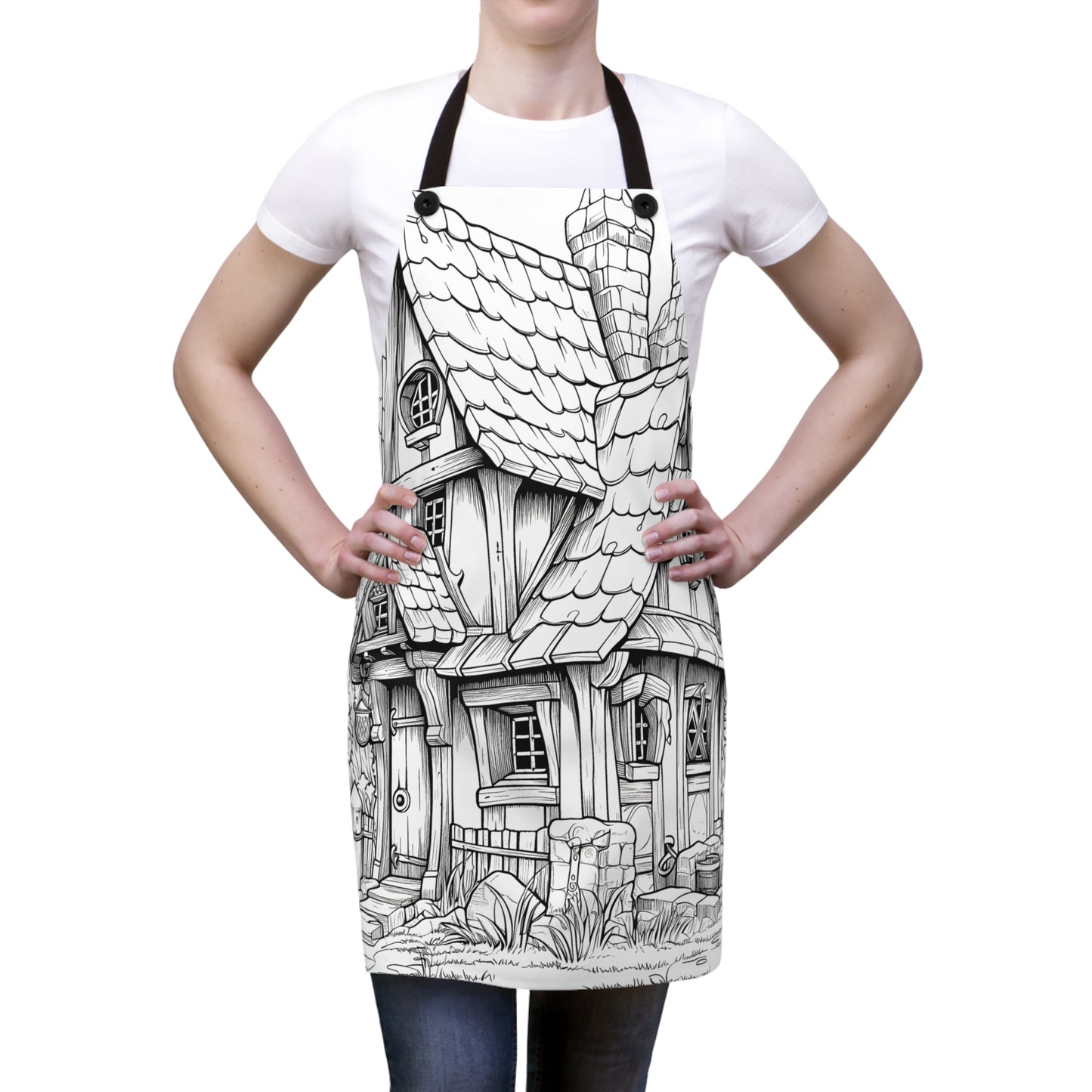 Apron Coloring Kit with 10 Fabric Markers - Fairy Tale Cottage