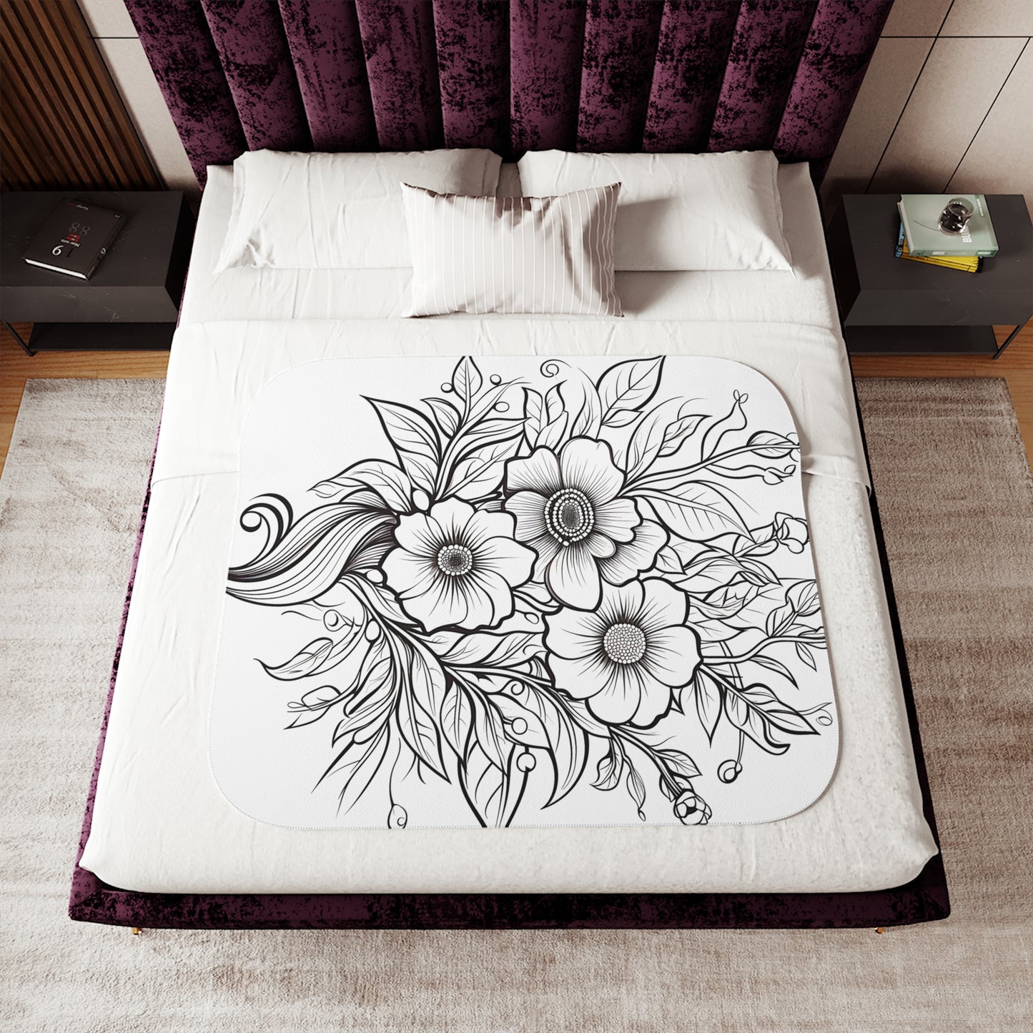 Blanket Coloring Kit with 10 Fabric Markers - Floral Arrangement