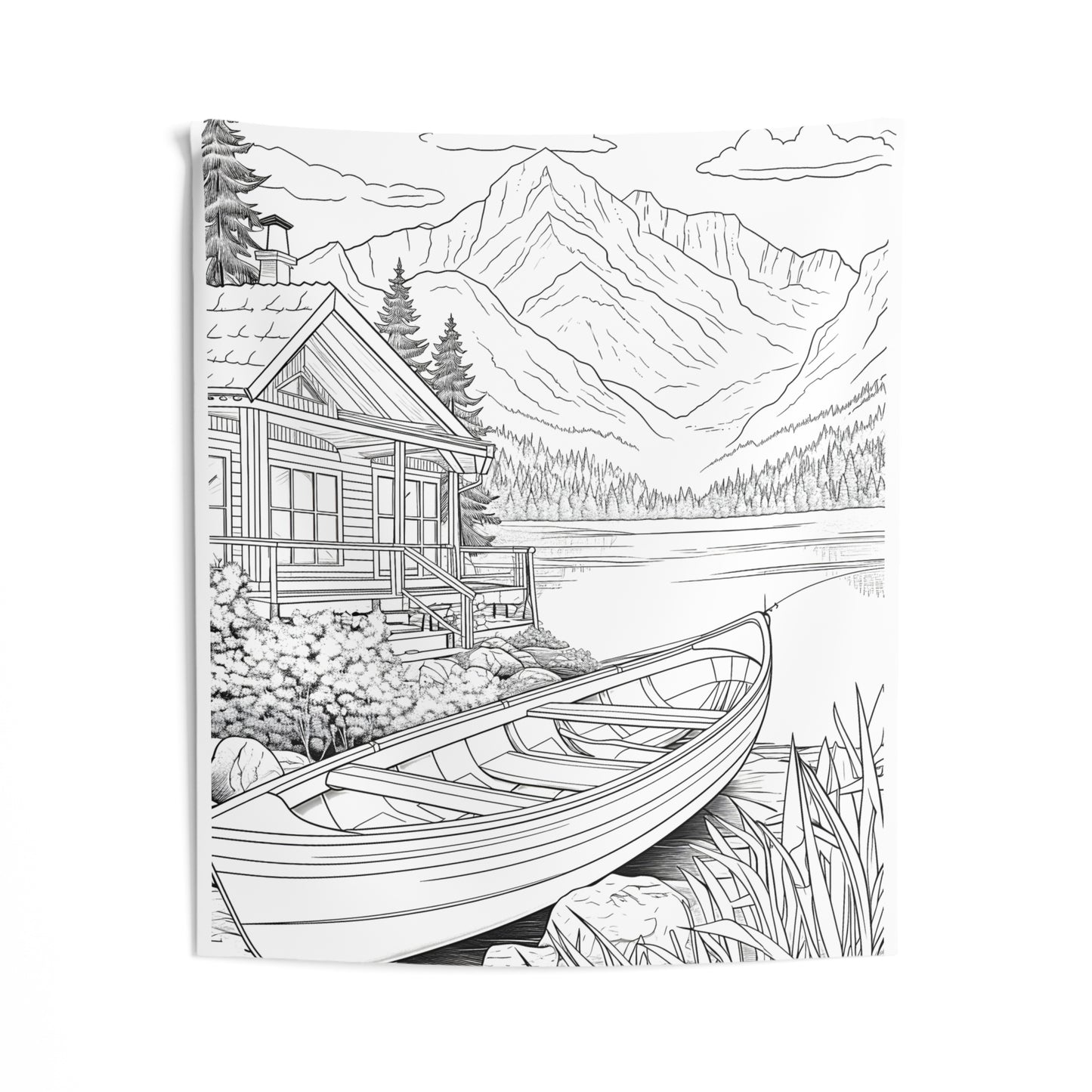 Indoor Wall Tapestries Coloring Kit with 10 Fabric Markers - Mountain Lake