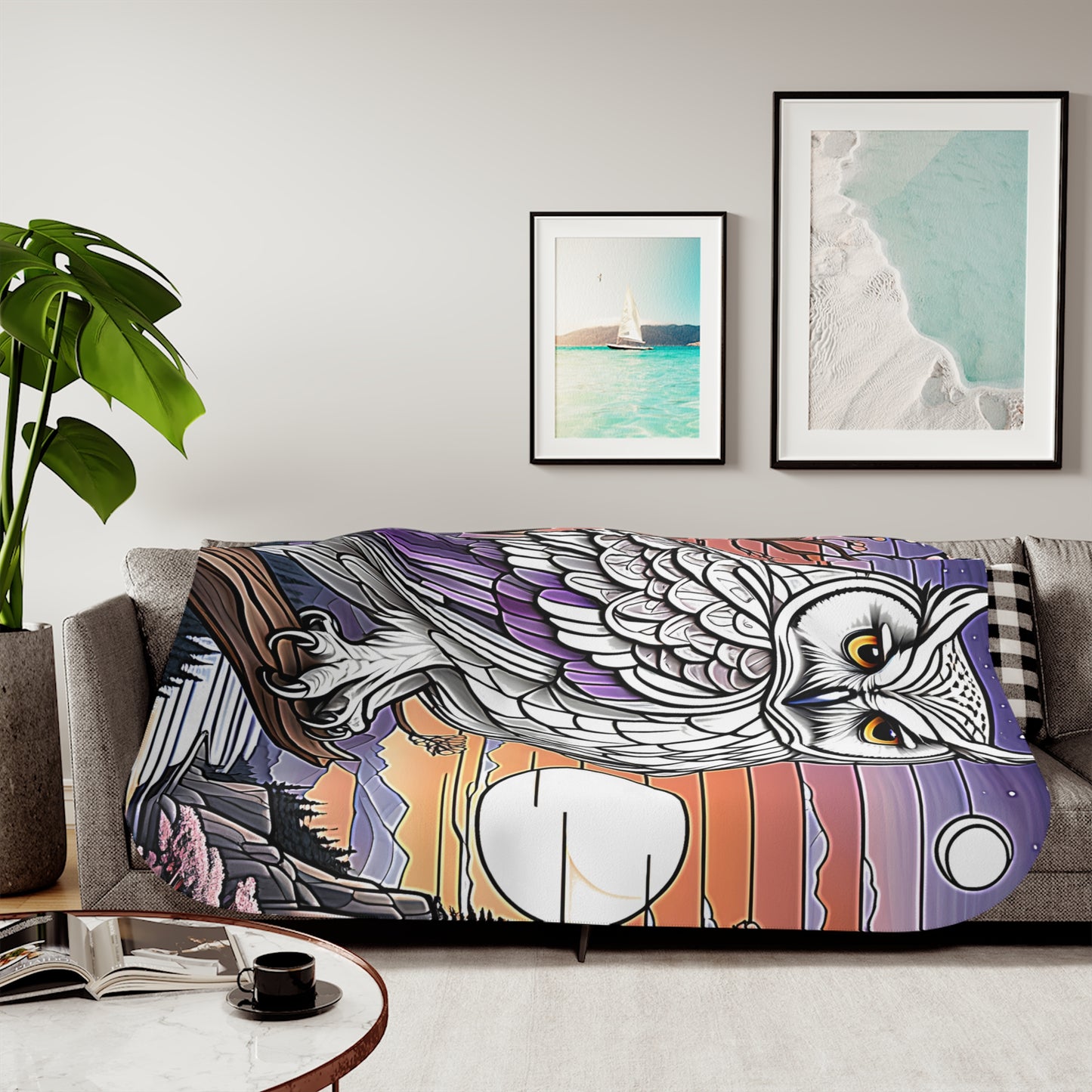 Blanket Colorful Graphic Design - Owl in Nature