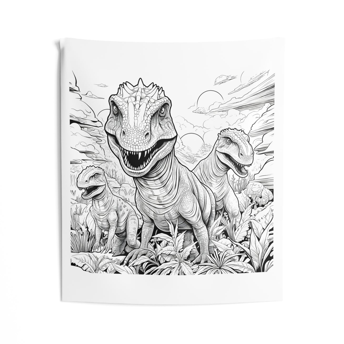 Indoor Wall Tapestries Coloring Kit with 10 Fabric Markers - Theropods