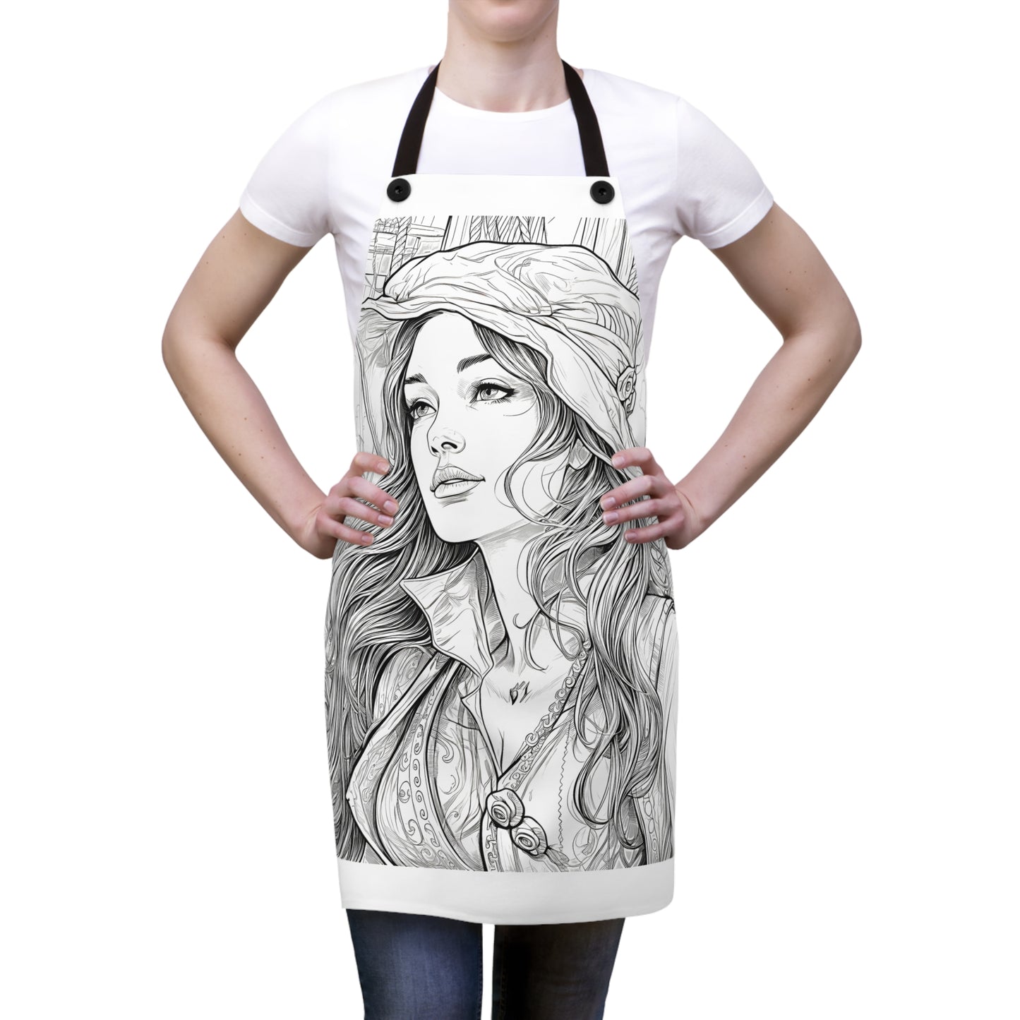 Apron Coloring Kit with 10 Fabric Markers - Female Pirate