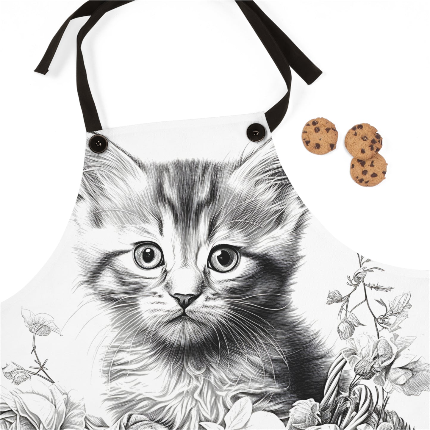 Apron Coloring Kit with 10 Fabric Markers - Kitten in a Basket