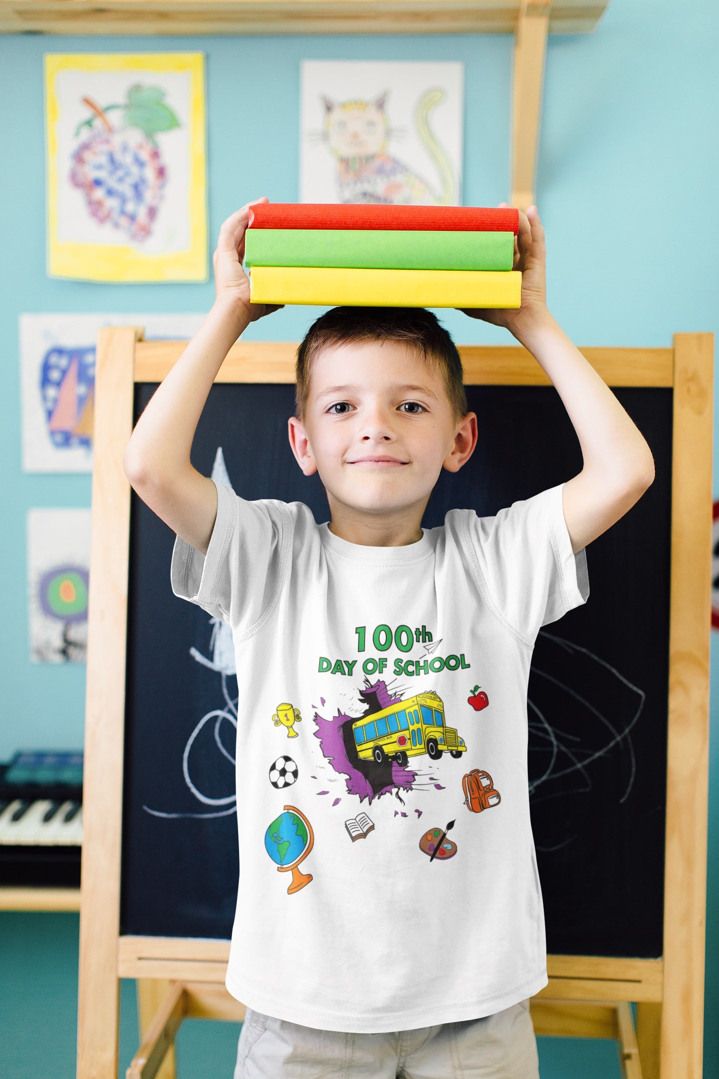 Kid's T-shirt Coloring Kit with 10 Fabric Markers - 100th Day of School