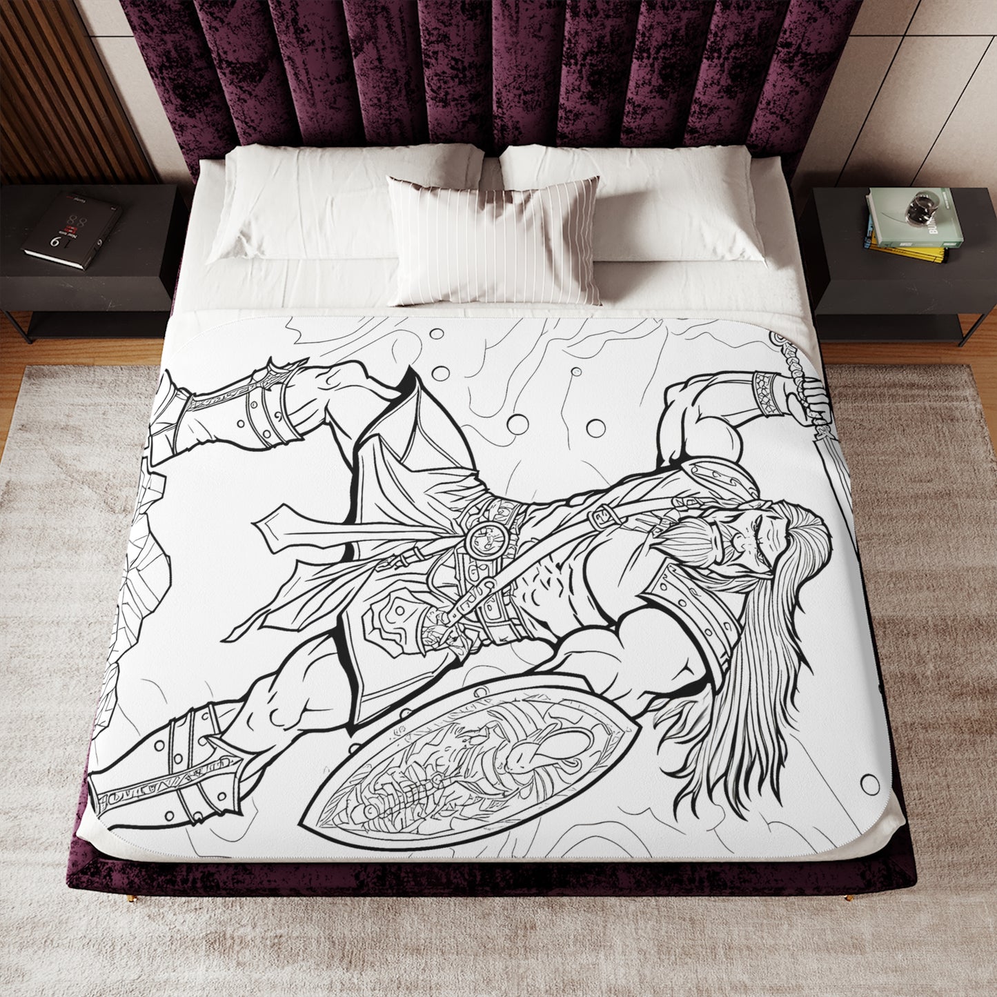 Blanket Coloring Kit with 10 Fabric Markers - Viking Warrior