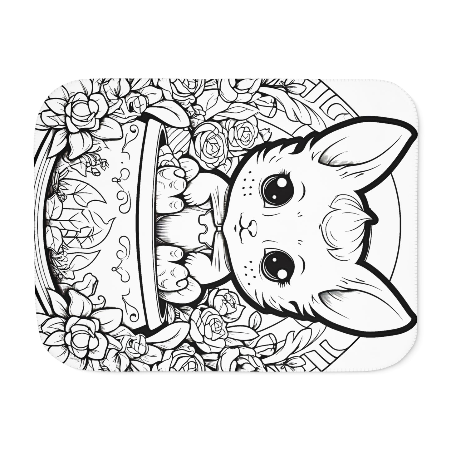 Blanket Coloring Kit with 10 Fabric Markers - Cat in a Flower Pot