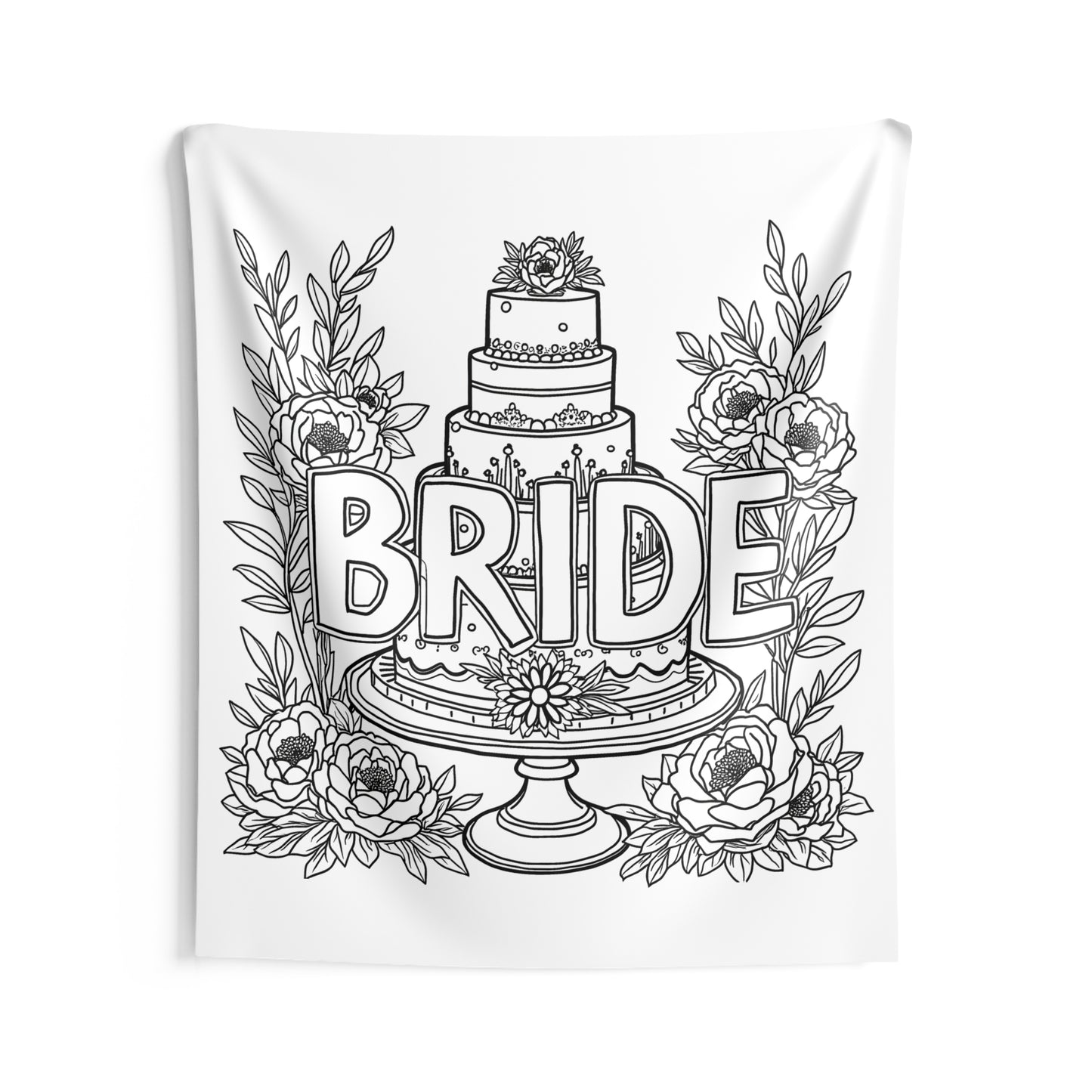 Indoor Wall Tapestries Coloring Kit with 10 Fabric Markers - Bride Cake