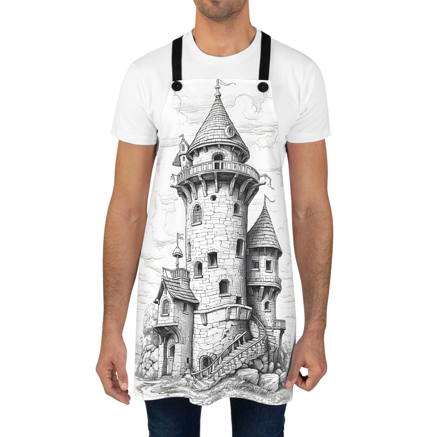 Apron Coloring Kit with 10 Fabric Markers - Medieval Tower