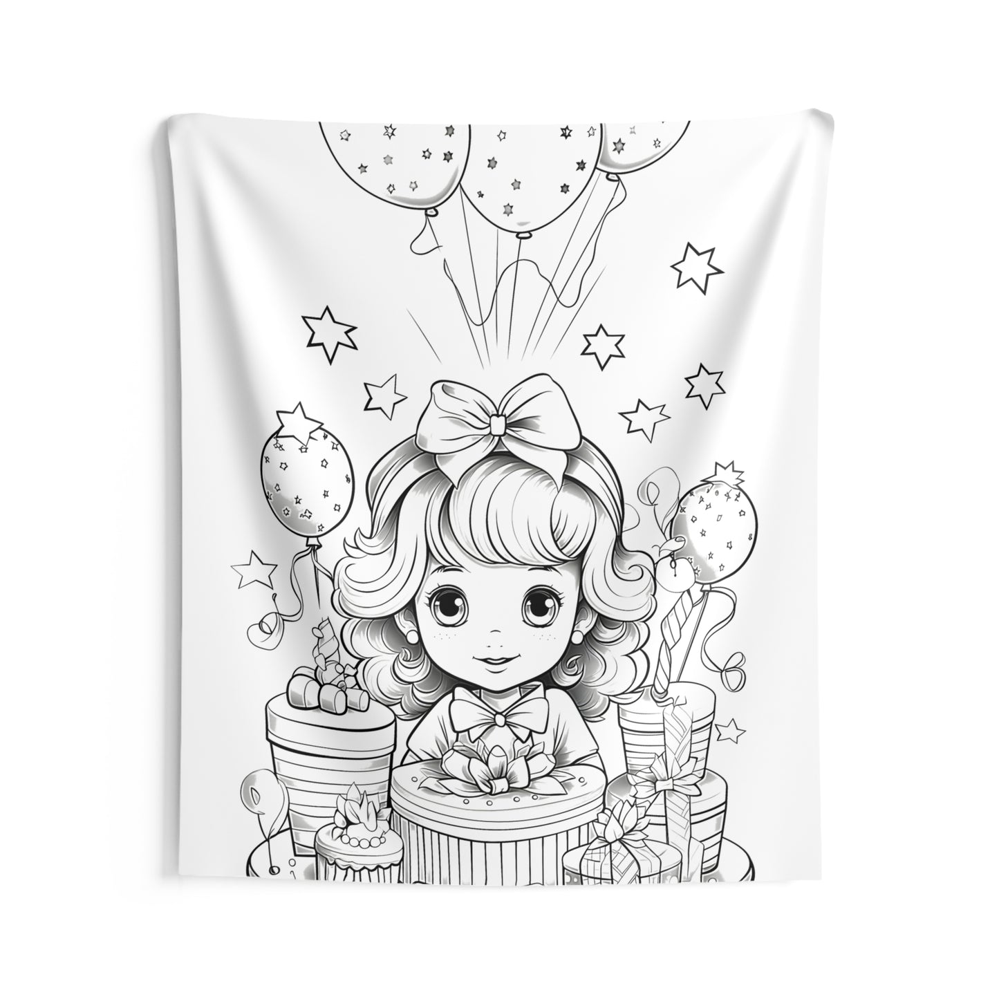 Indoor Wall Tapestries Coloring Kit with 10 Fabric Markers - Birthday Celebration