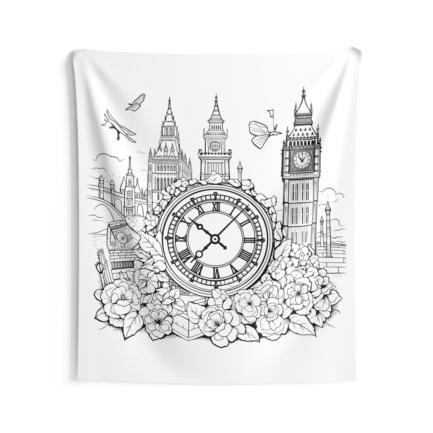 Indoor Wall Tapestries Coloring Kit with 10 Fabric Markers - Big Ben