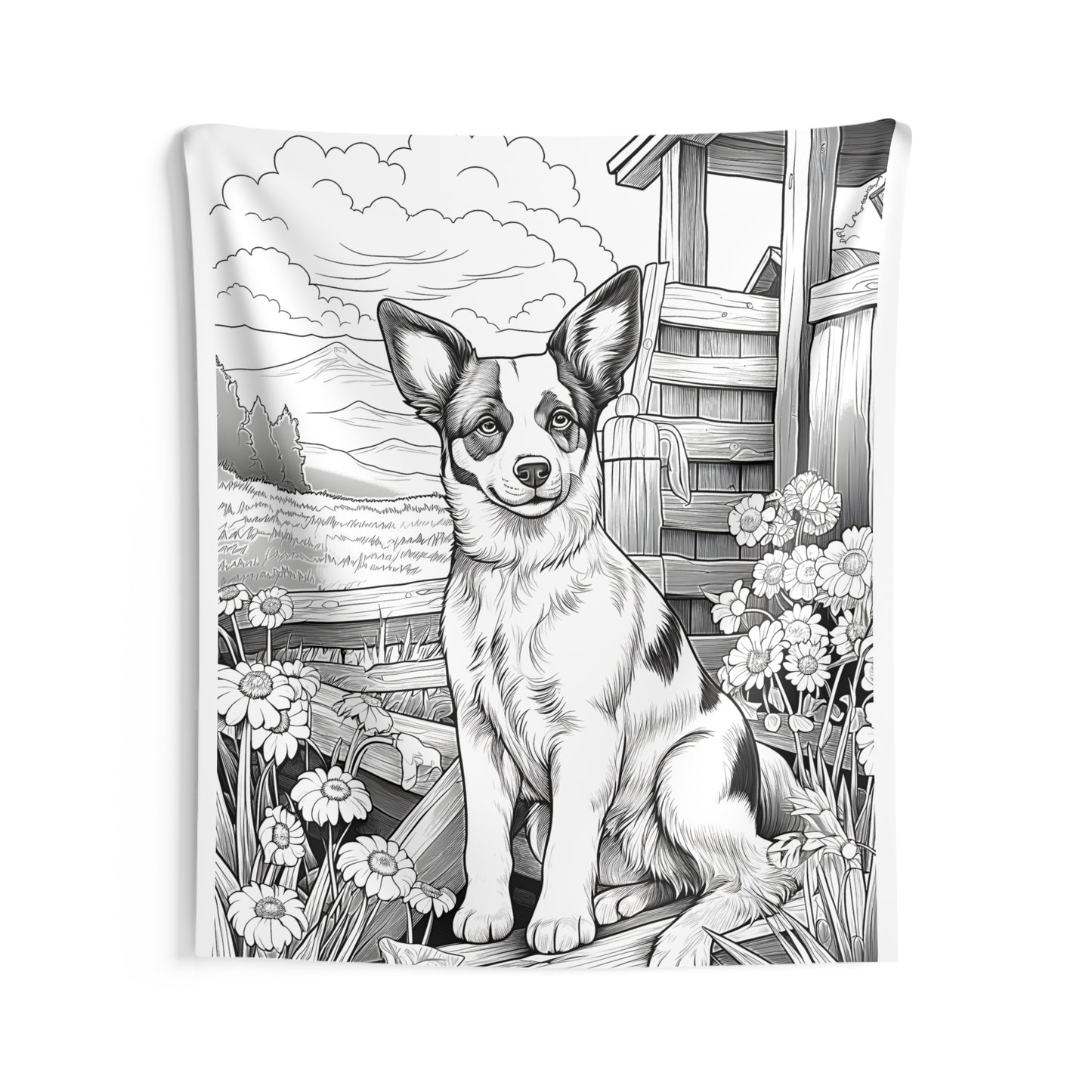 Indoor Wall Tapestries Coloring Kit with 10 Fabric Markers - Dog