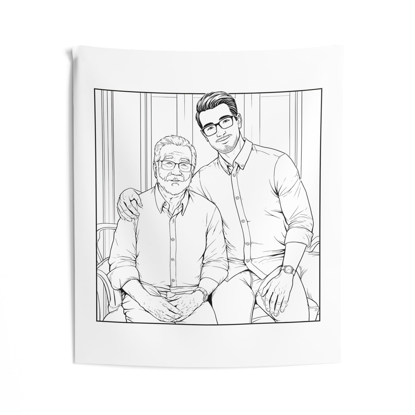 Indoor Wall Tapestries Coloring Kit with 10 Fabric Markers - Grandpa and Son