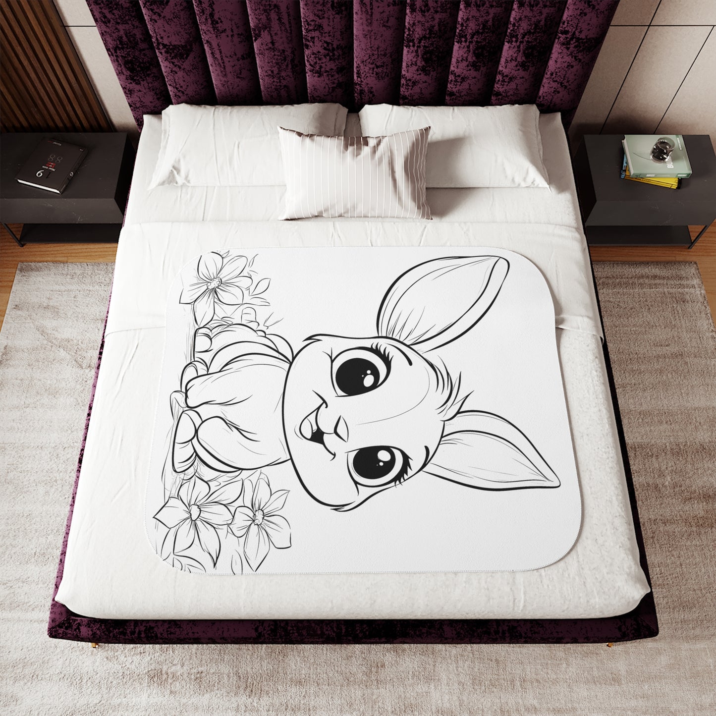 Blanket Coloring Kit with 10 Fabric Markers - Cute Rabbit