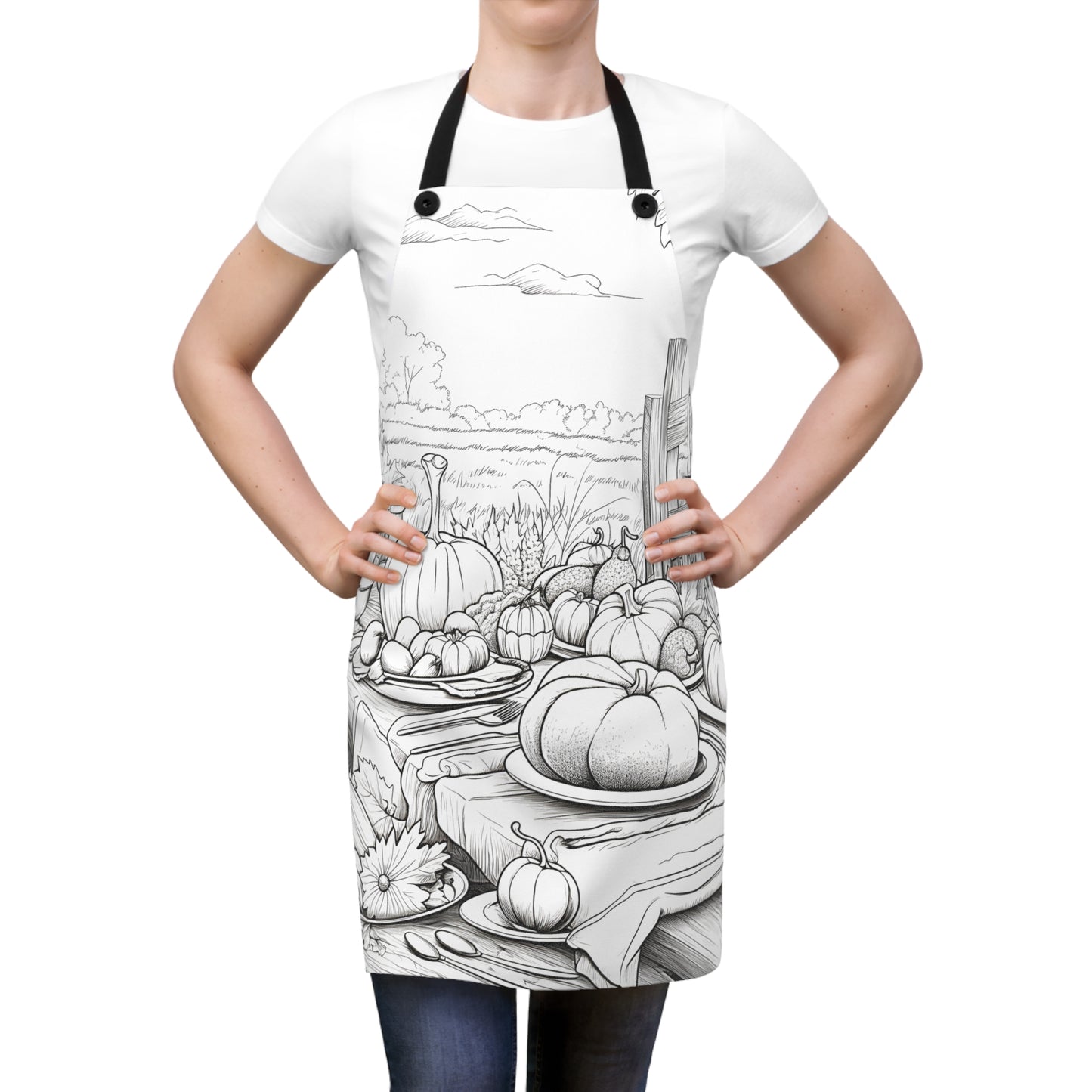 Apron Coloring Kit with 10 Fabric Markers - Thanksgiving Table