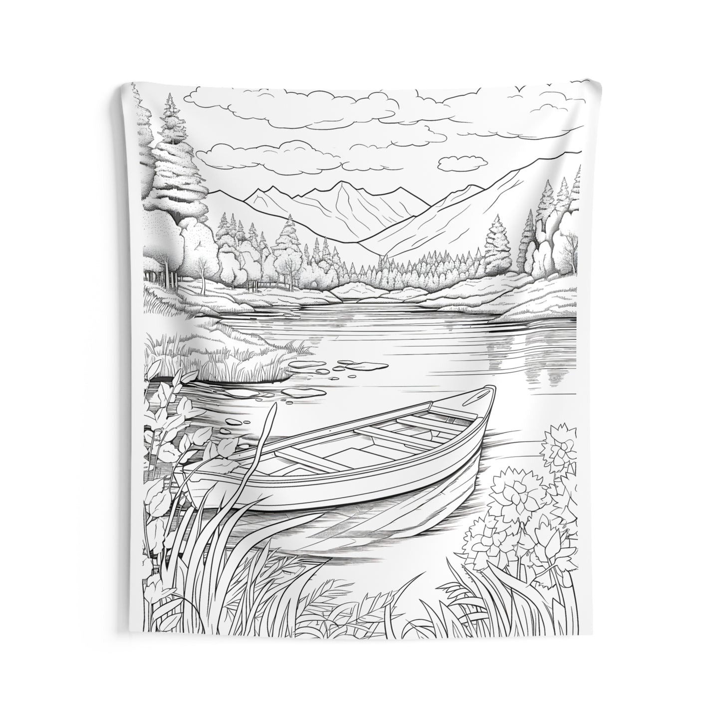 Indoor Wall Tapestries Coloring Kit with 10 Fabric Markers - Mountain Lake