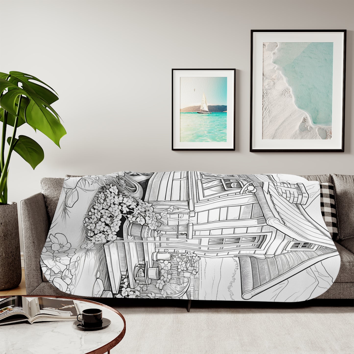 Blanket Coloring Kit with 10 Fabric Markers - Cottage in Nature