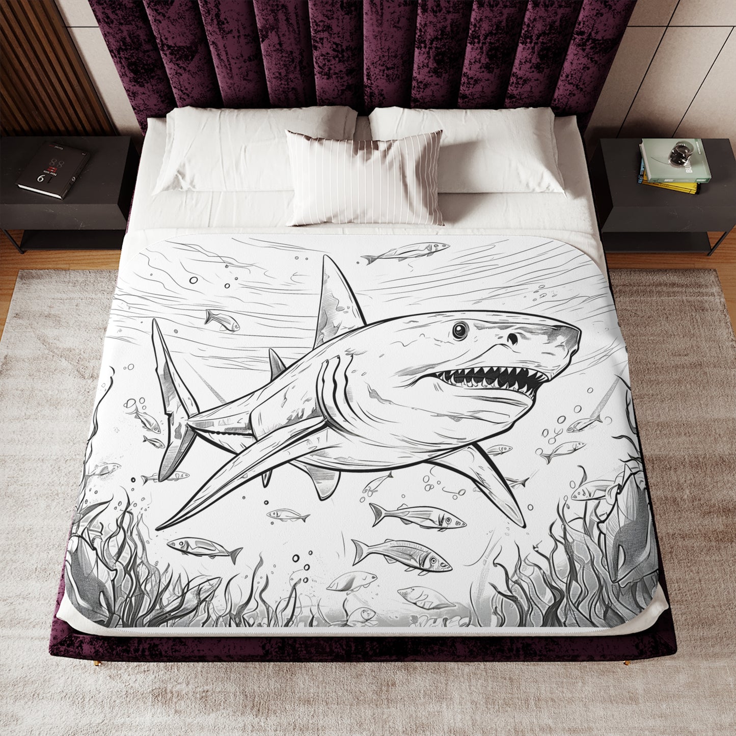 Blanket Coloring Kit with 10 Fabric Markers - Sharks