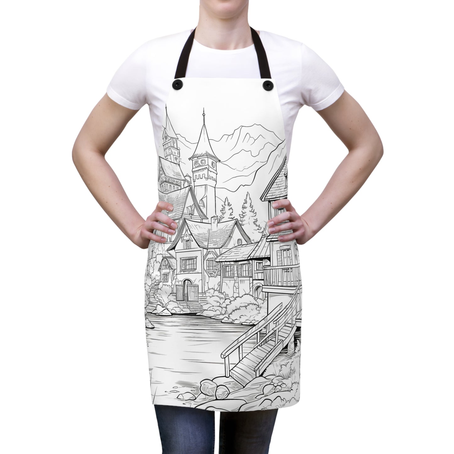 Apron Coloring Kit with 10 Fabric Markers - Mountain Village