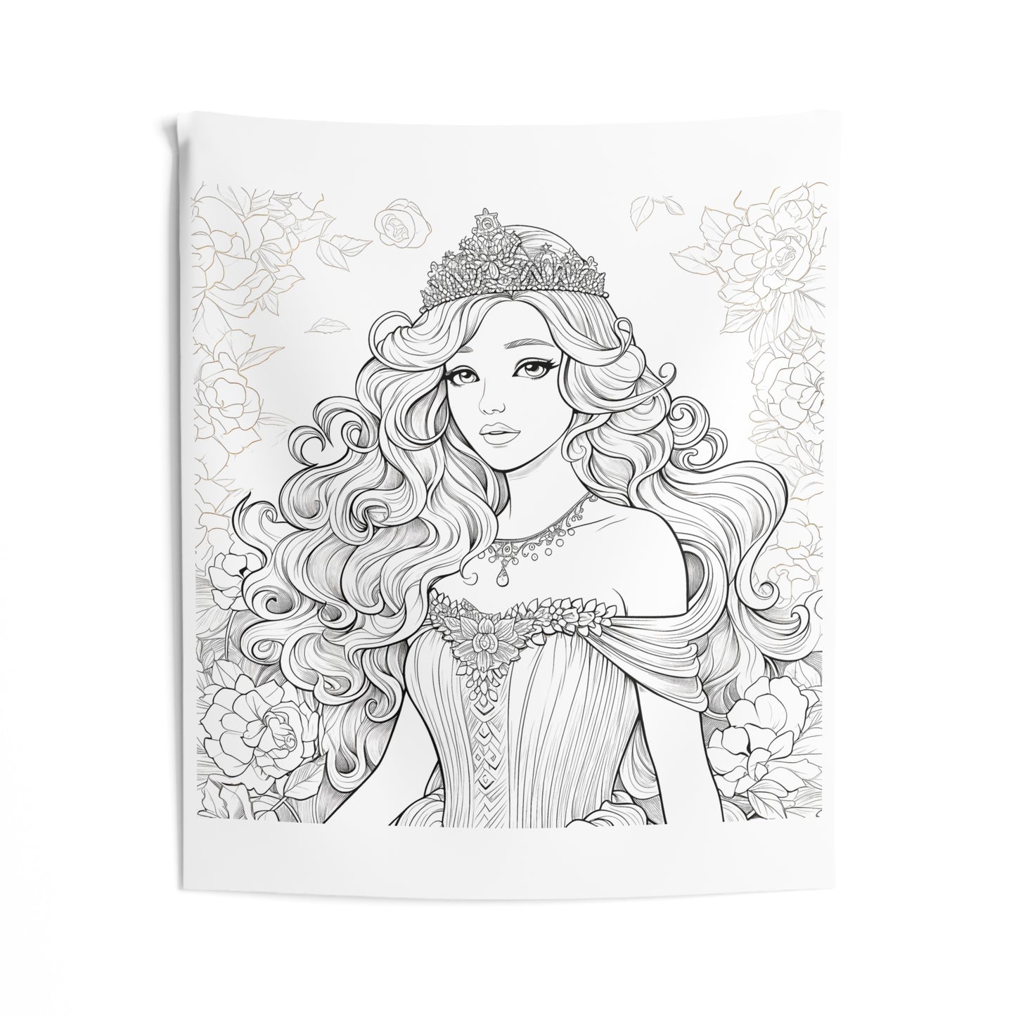 Indoor Wall Tapestries Coloring Kit with 10 Fabric Markers - Princess with Flowers