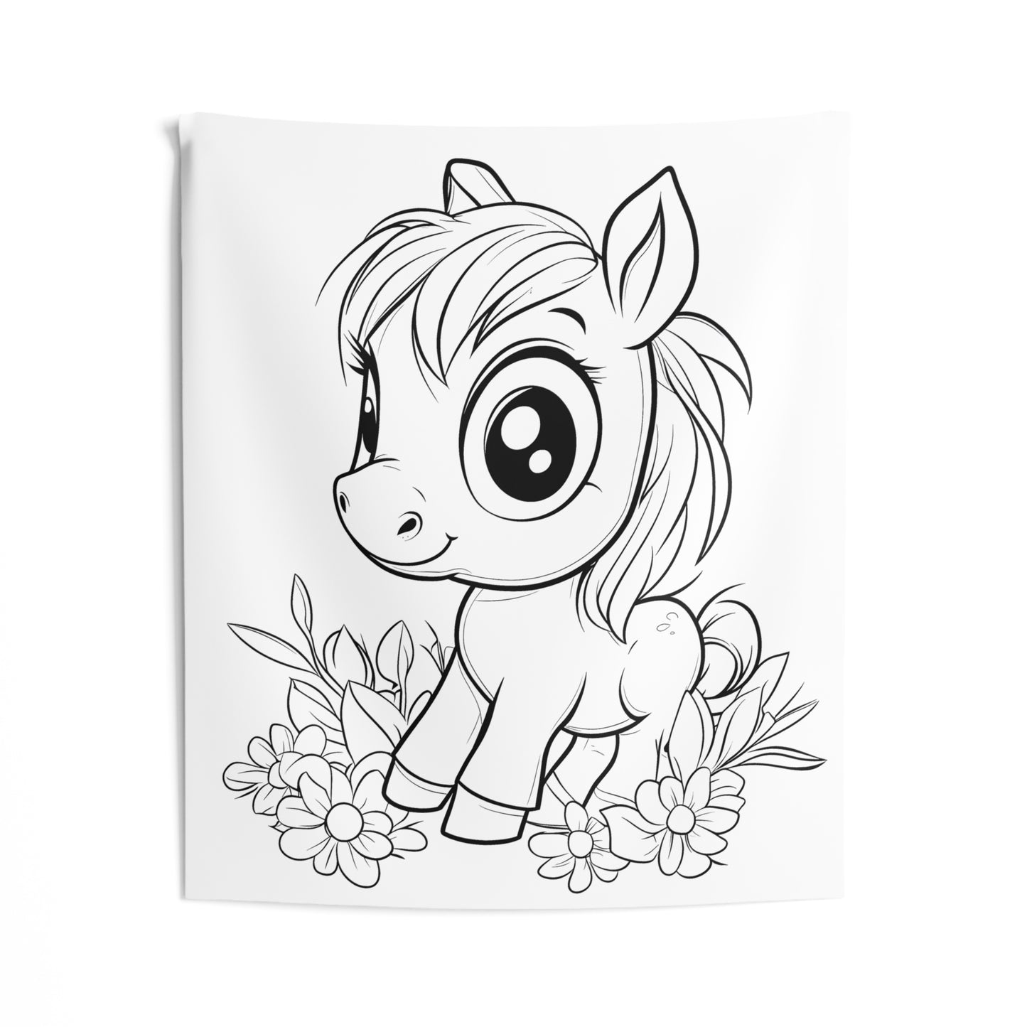 Indoor Wall Tapestries Coloring Kit with 10 Fabric Markers - Cute Pony