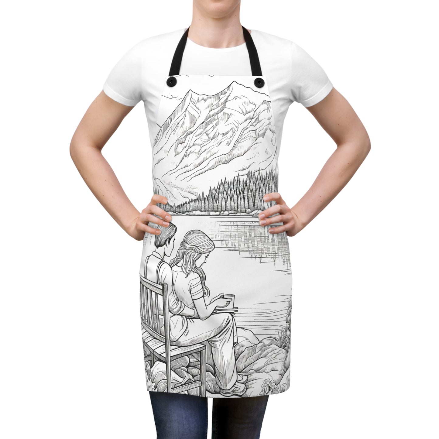 Apron Coloring Kit with 10 Fabric Markers - Mountain Landscape