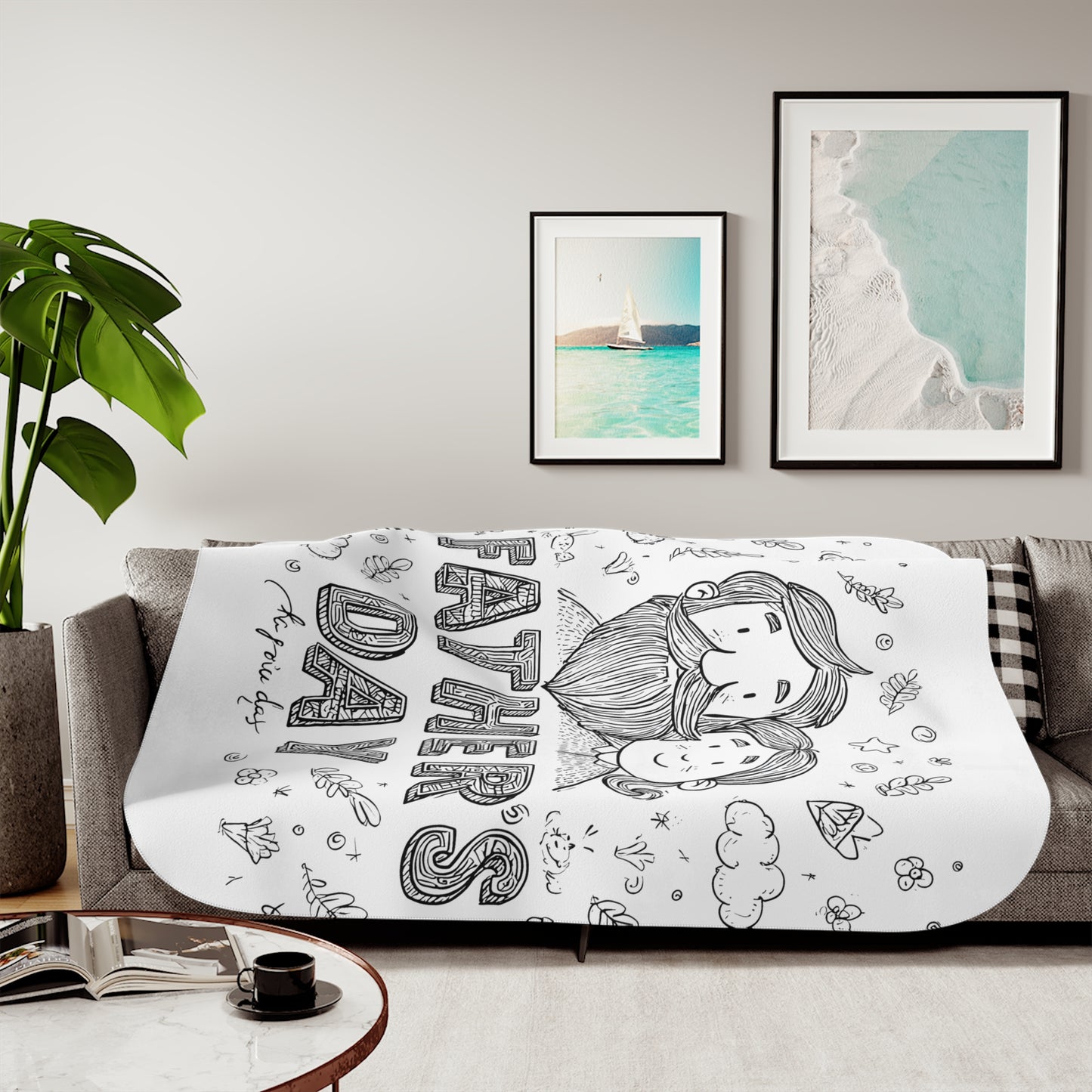 Blanket Coloring Kit with 10 Fabric Markers - Father and Child Drawing