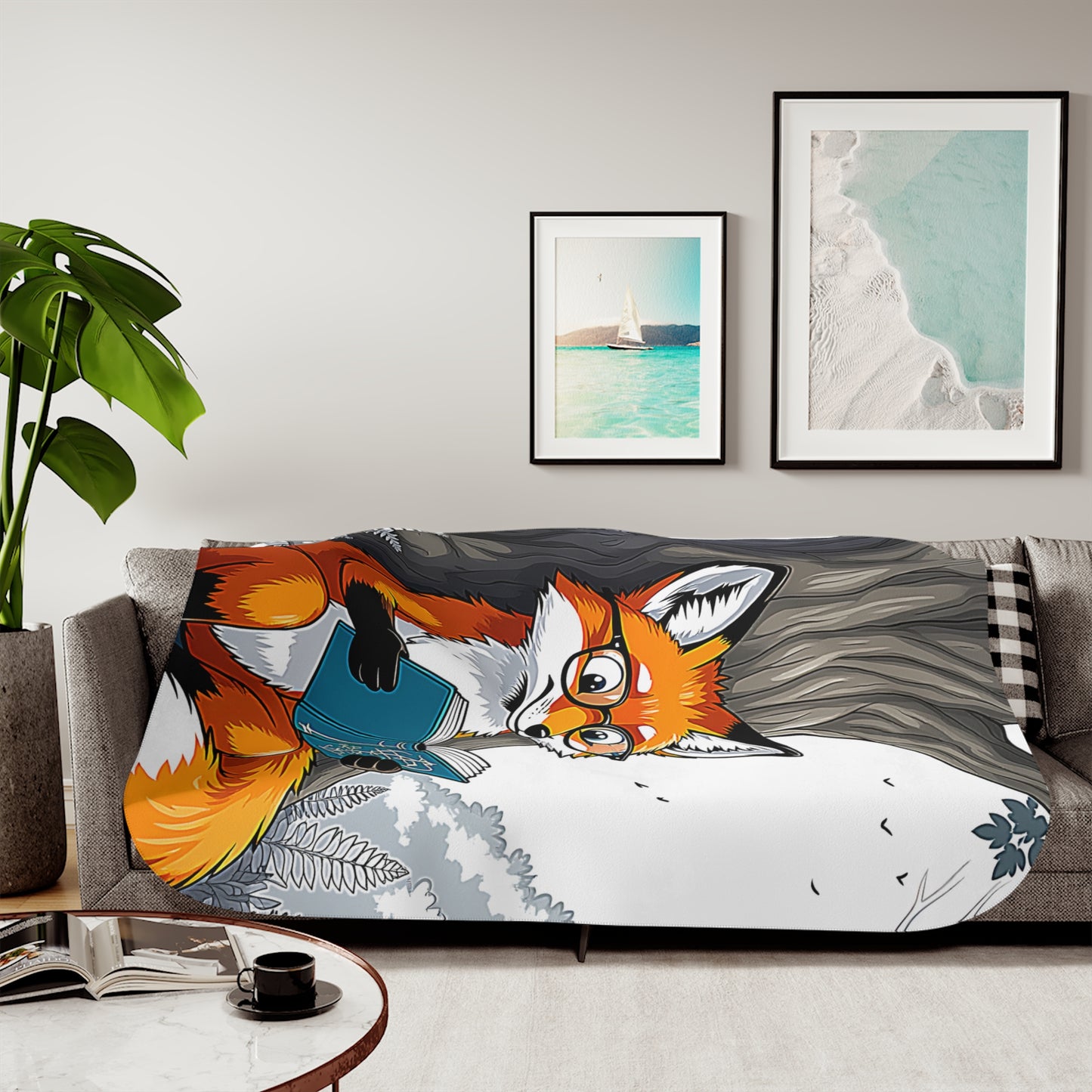Blanket Colorful Graphic Design - Fox Reading