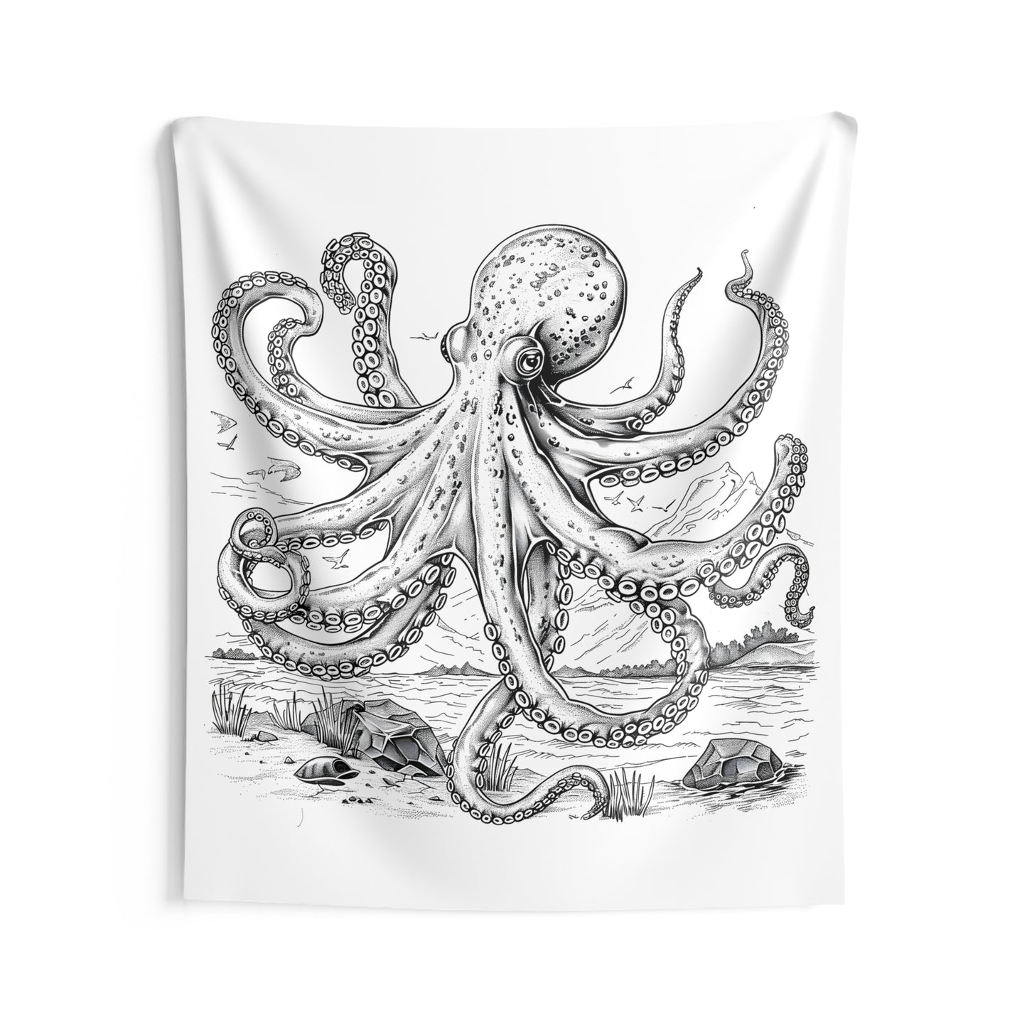 Indoor Wall Tapestries Coloring Kit with 10 Fabric Markers - Octopus