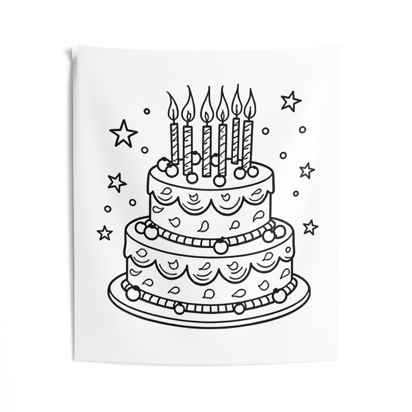 Indoor Wall Tapestries Coloring Kit with 10 Fabric Markers - Birthday Cake