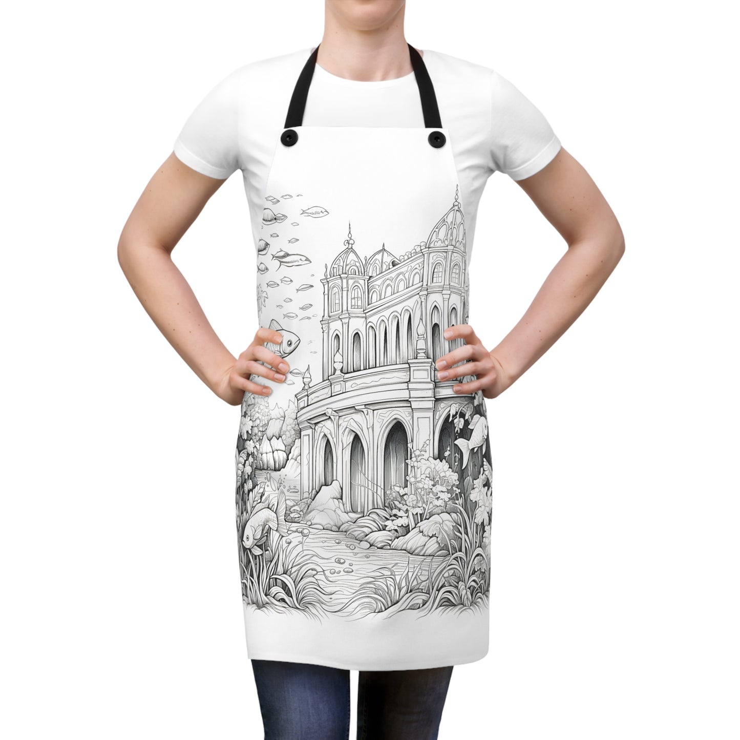 Apron Coloring Kit with 10 Fabric Markers - Fish and Architecture