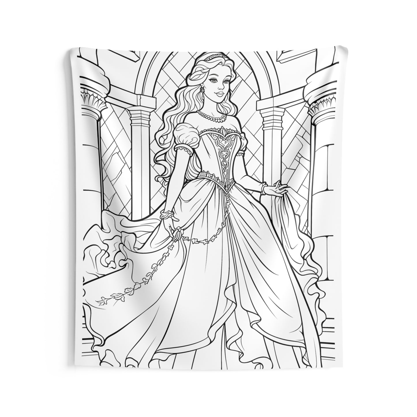 Indoor Wall Tapestries Coloring Kit with 10 Fabric Markers - Palace Princess