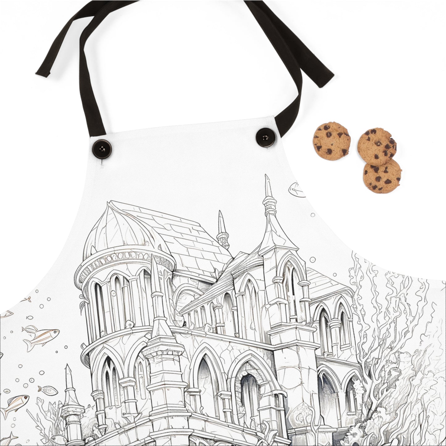 Apron Coloring Kit with 10 Fabric Markers - Underwater Castle