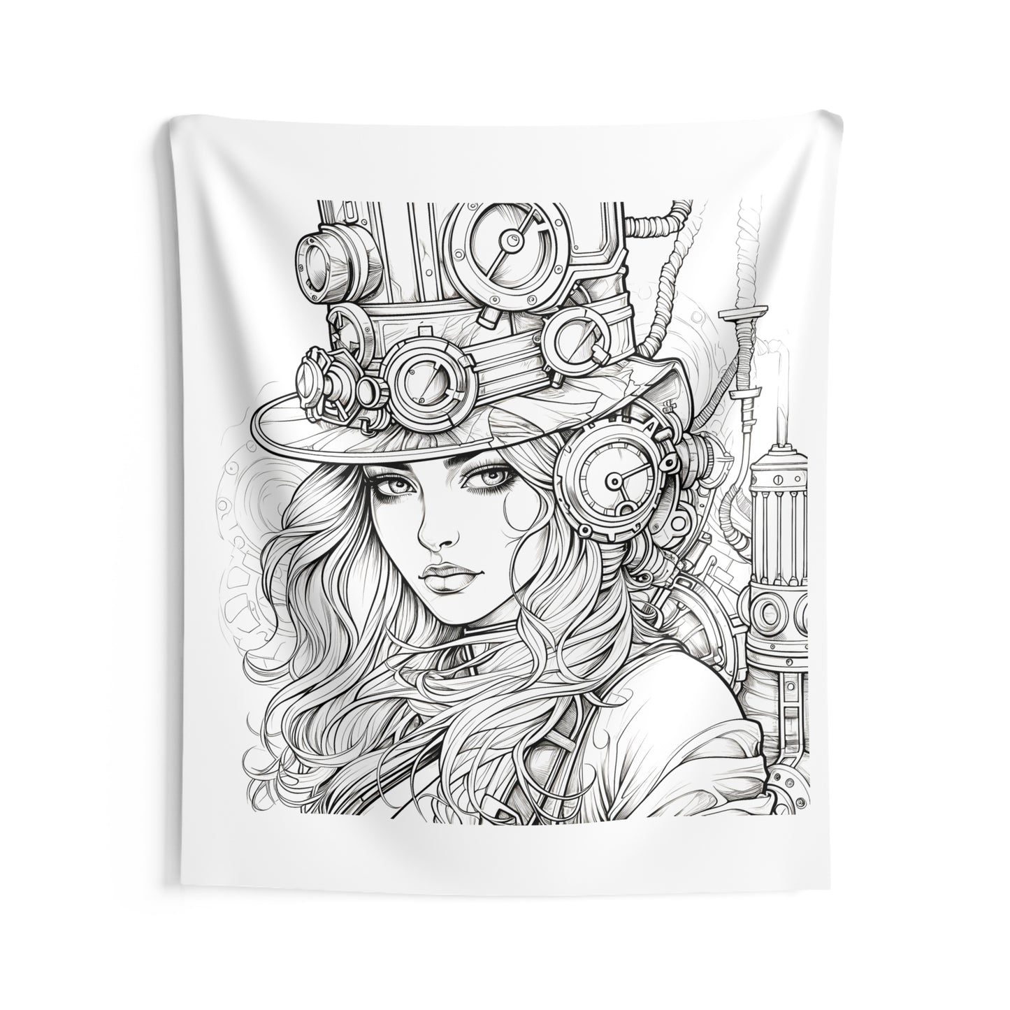 Indoor Wall Tapestries Coloring Kit with 10 Fabric Markers - Steampunk Fashion