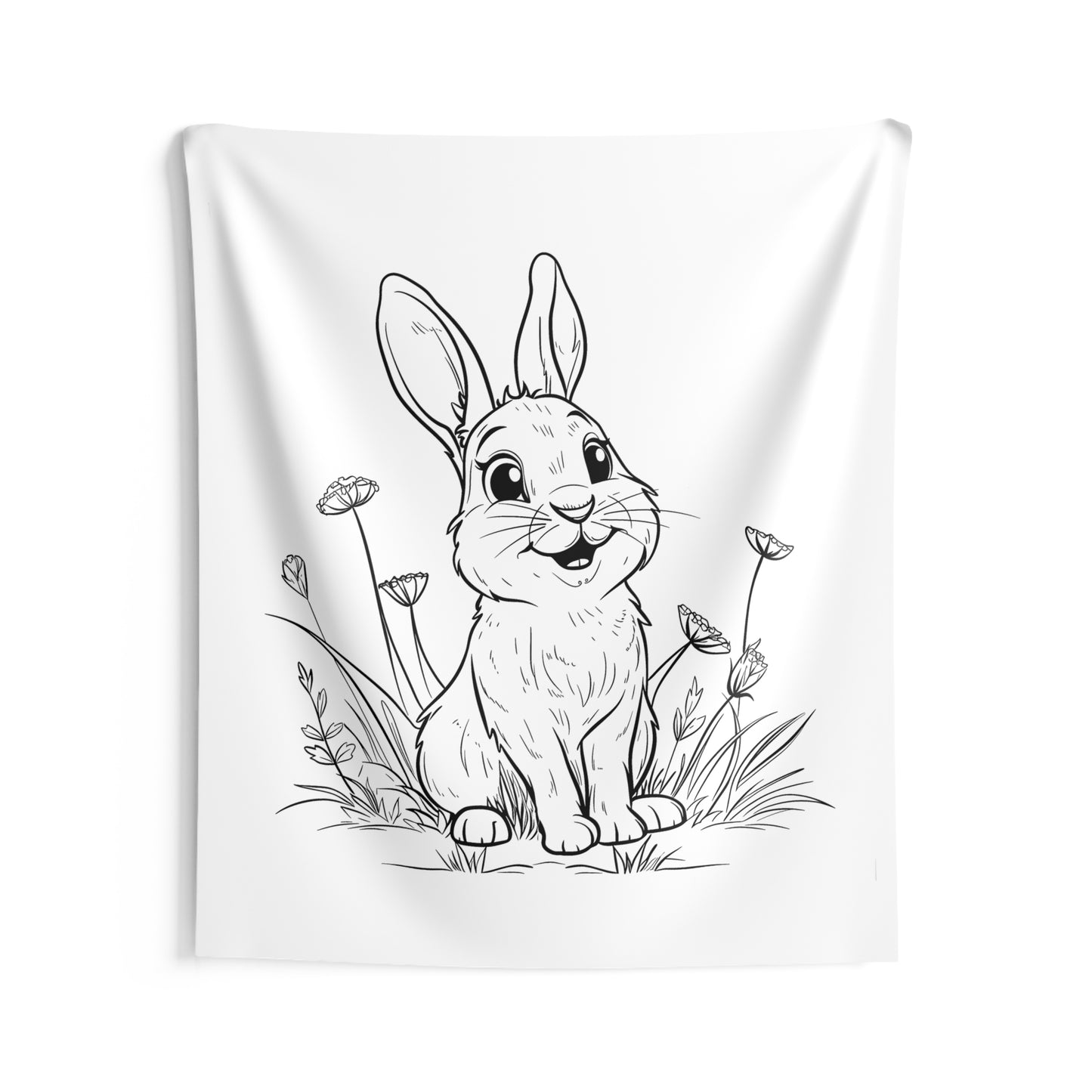 Indoor Wall Tapestries Coloring Kit with 10 Fabric Markers - Cute Bunny