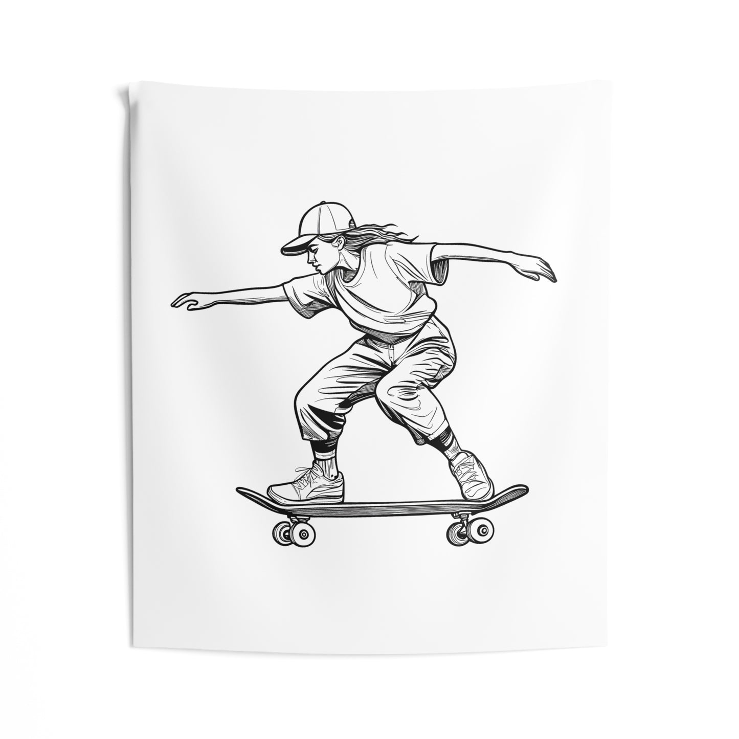 Indoor Wall Tapestries Coloring Kit with 10 Fabric Markers - Girl Skateboarding