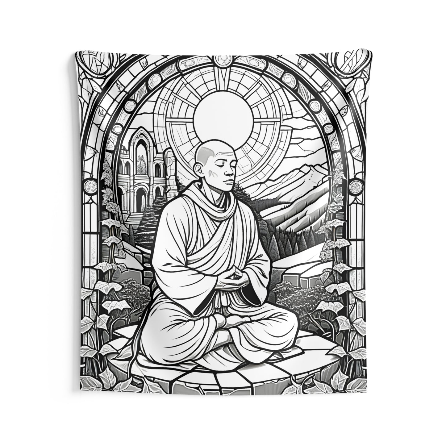 Indoor Wall Tapestries Coloring Kit with 10 Fabric Markers - Monk