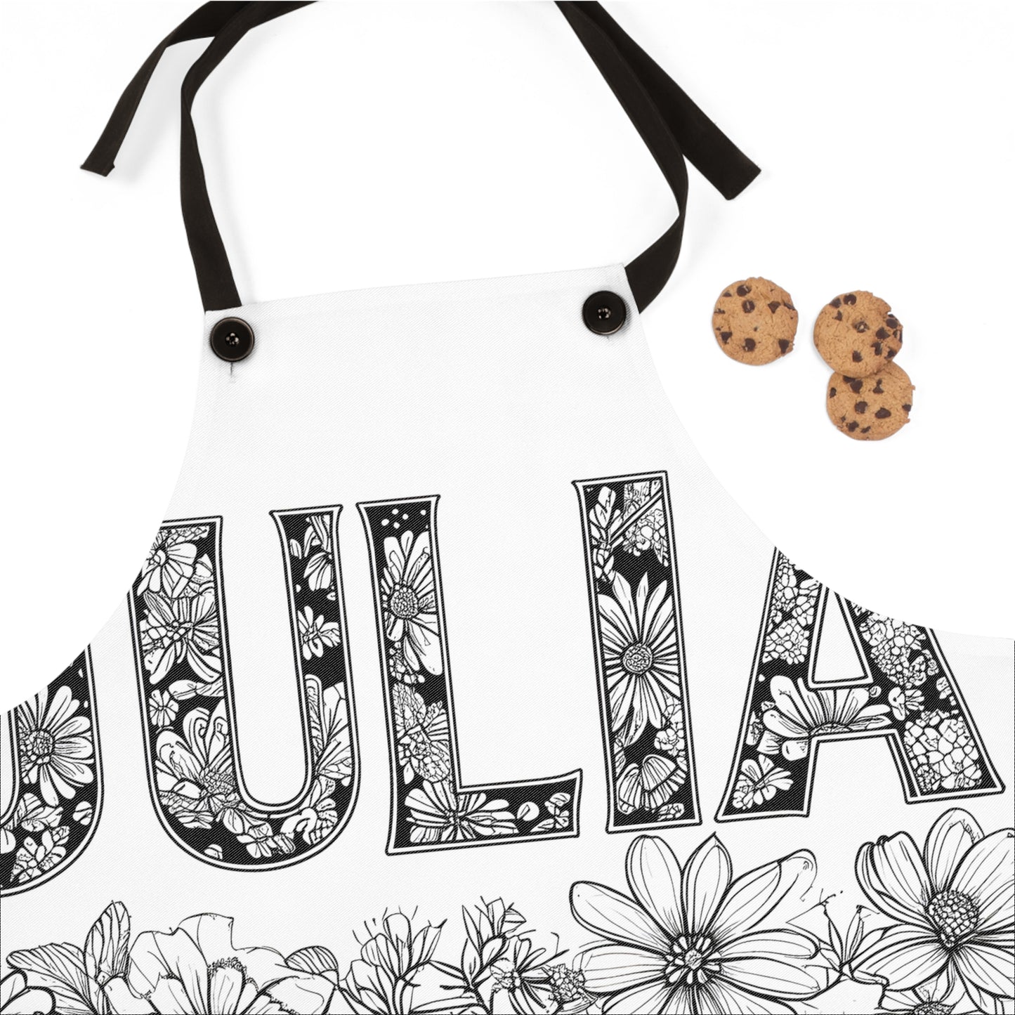 Apron Coloring Kit with 10 Fabric Markers - Name with Flowers