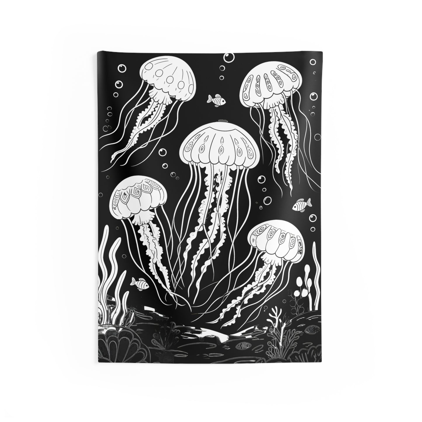 Indoor Wall Tapestries Coloring Kit with 10 Fabric Markers - Jellyfish
