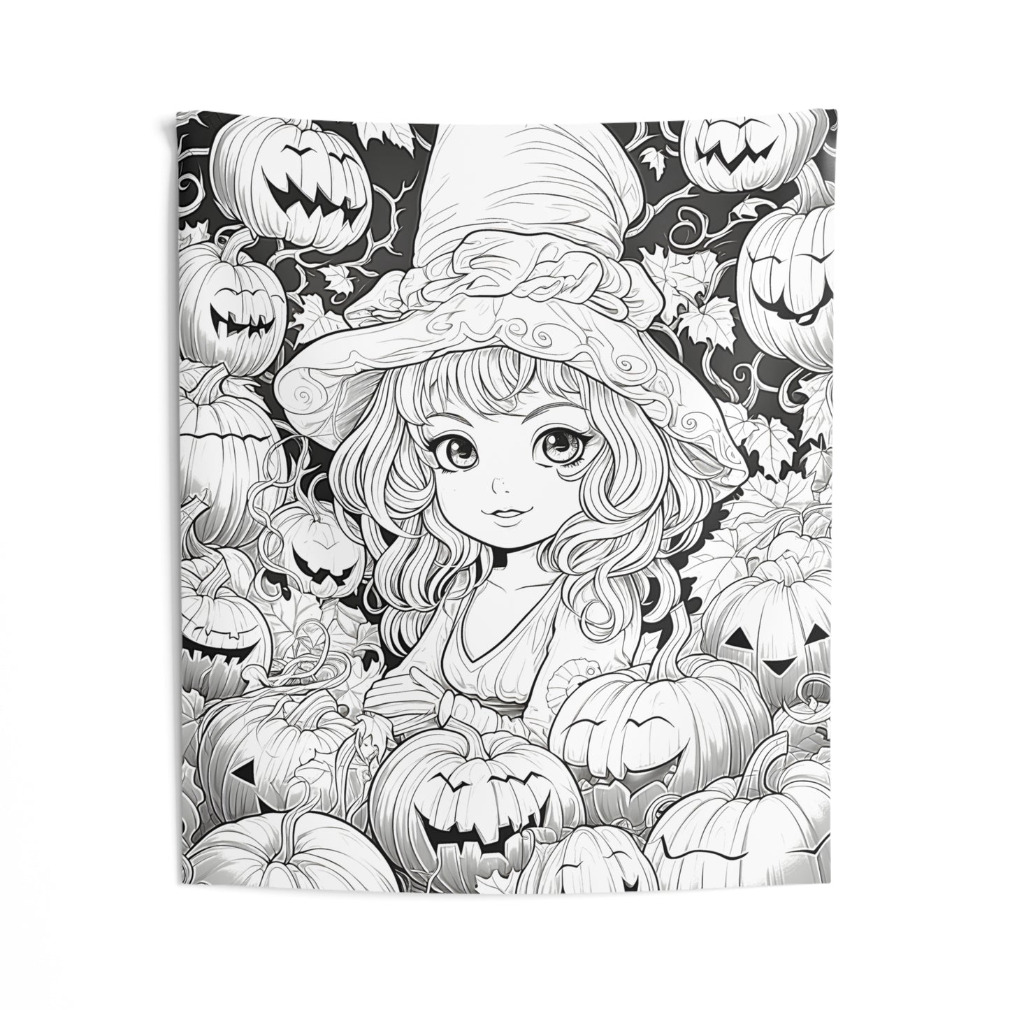 Indoor Wall Tapestries Coloring Kit with 10 Fabric Markers - Witch and Pumpkin