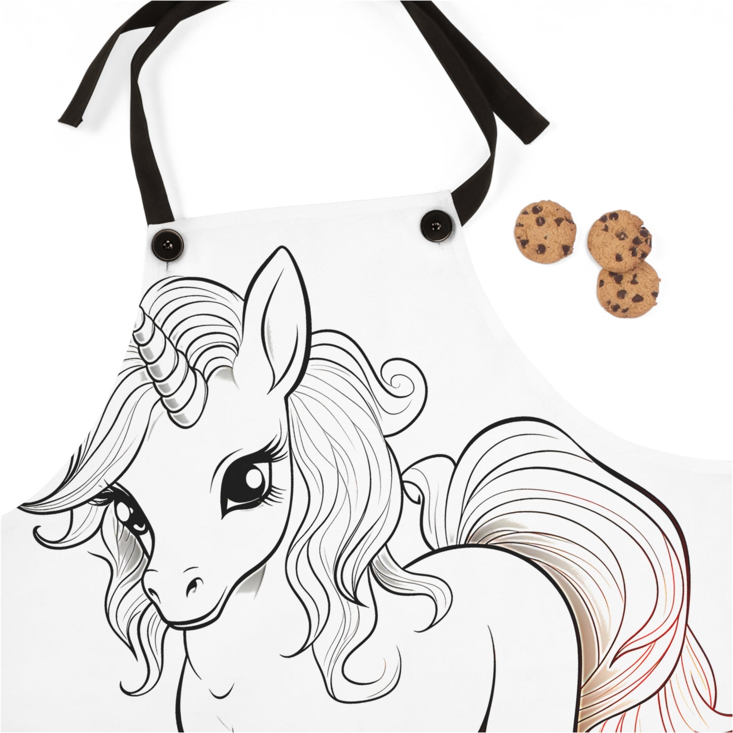 Apron Coloring Kit with 10 Fabric Markers - Cute Baby Unicorn