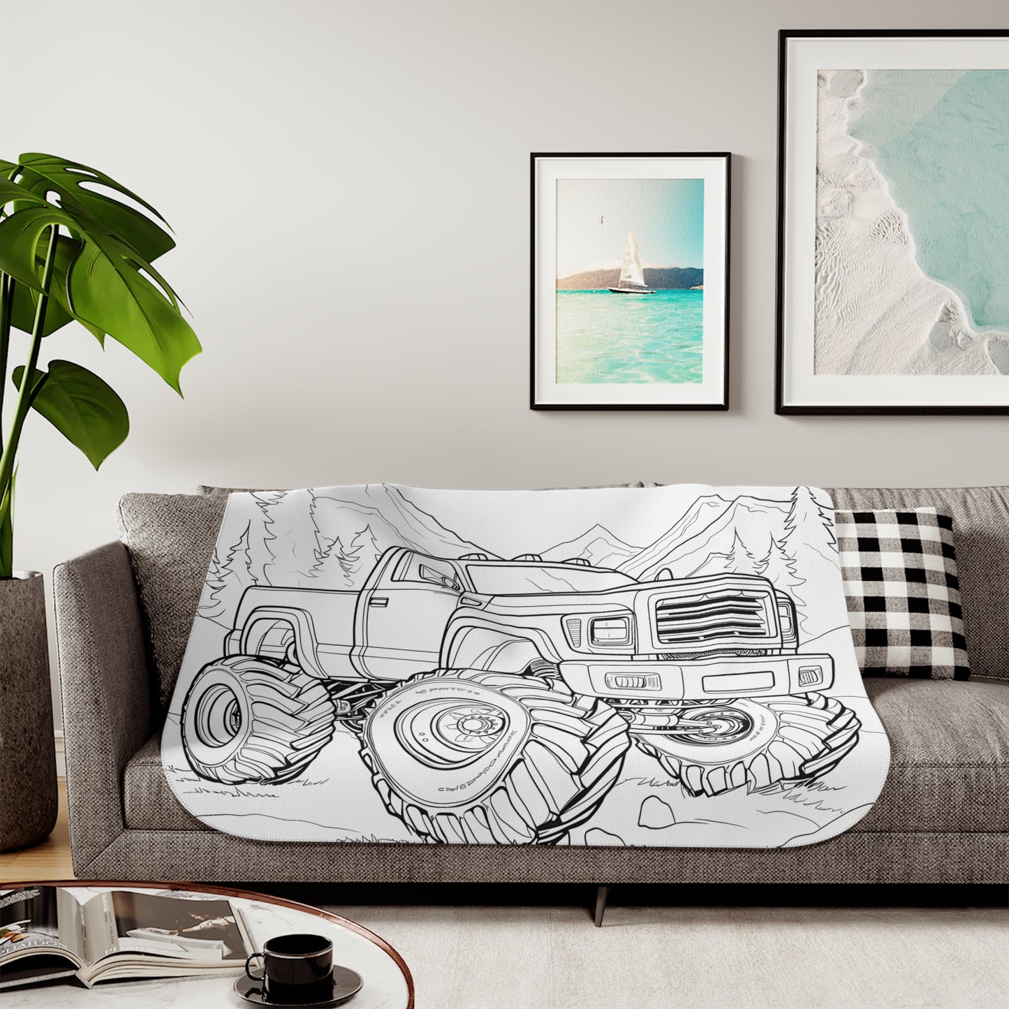 Blanket Coloring Kit with 10 Fabric Markers - Off-roading Monster Truck