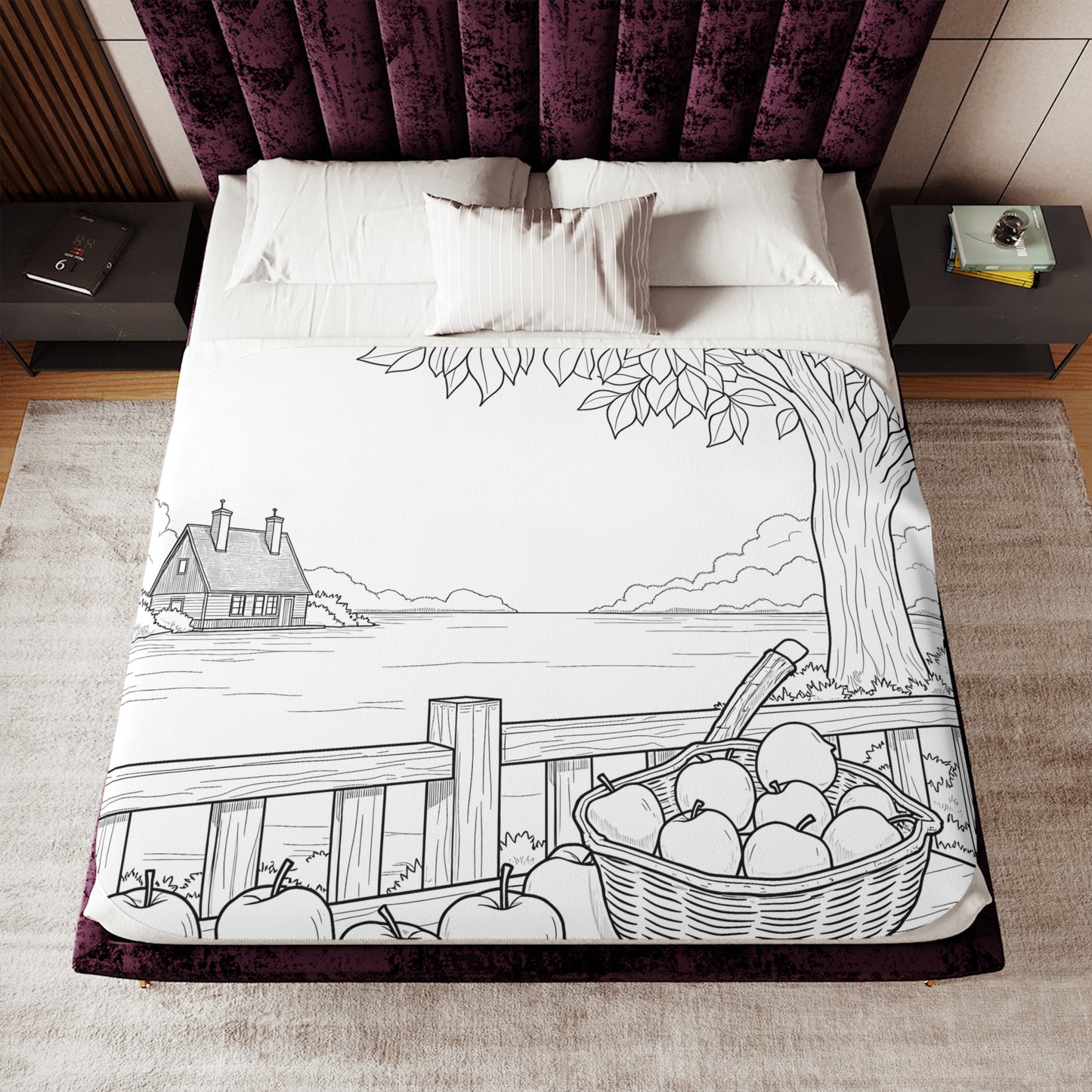 Blanket Coloring Kit with 10 Fabric Markers - Countryside View