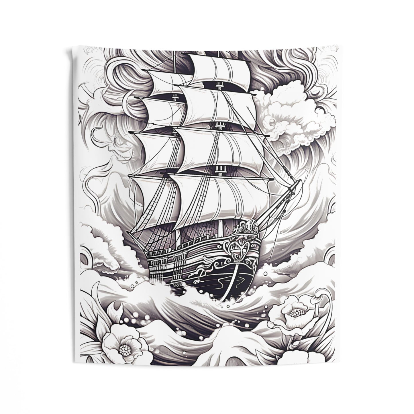 Indoor Wall Tapestries Coloring Kit with 10 Fabric Markers - Sailing Ship