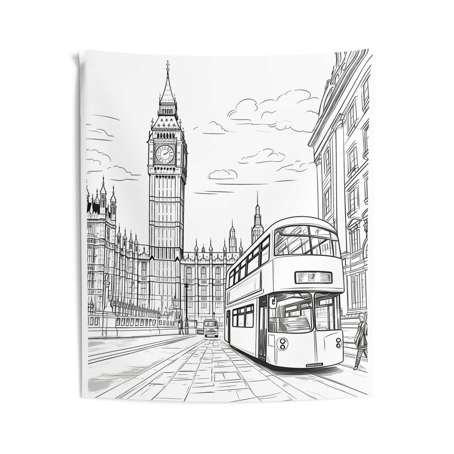 Indoor Wall Tapestries Coloring Kit with 10 Fabric Markers - London Cityscape