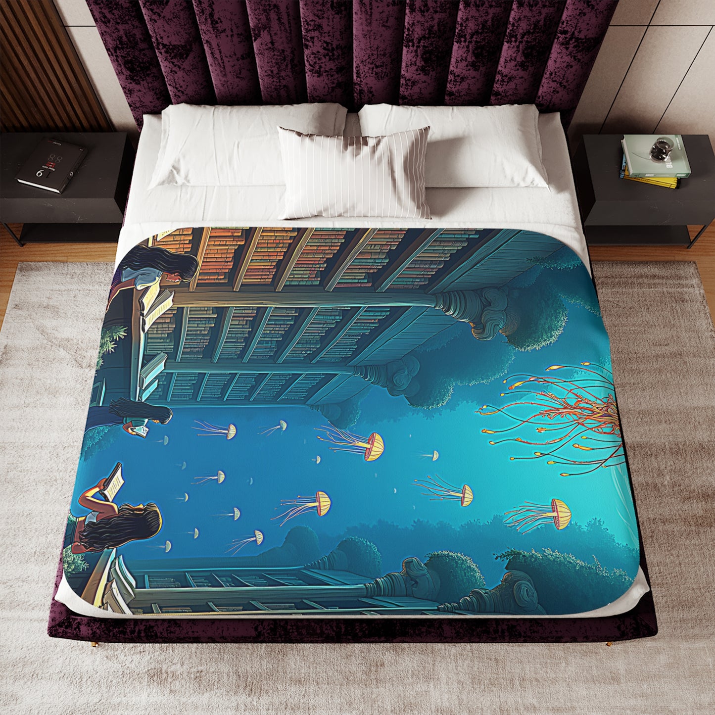 Blanket Colorful Graphic Design - Underwater Library